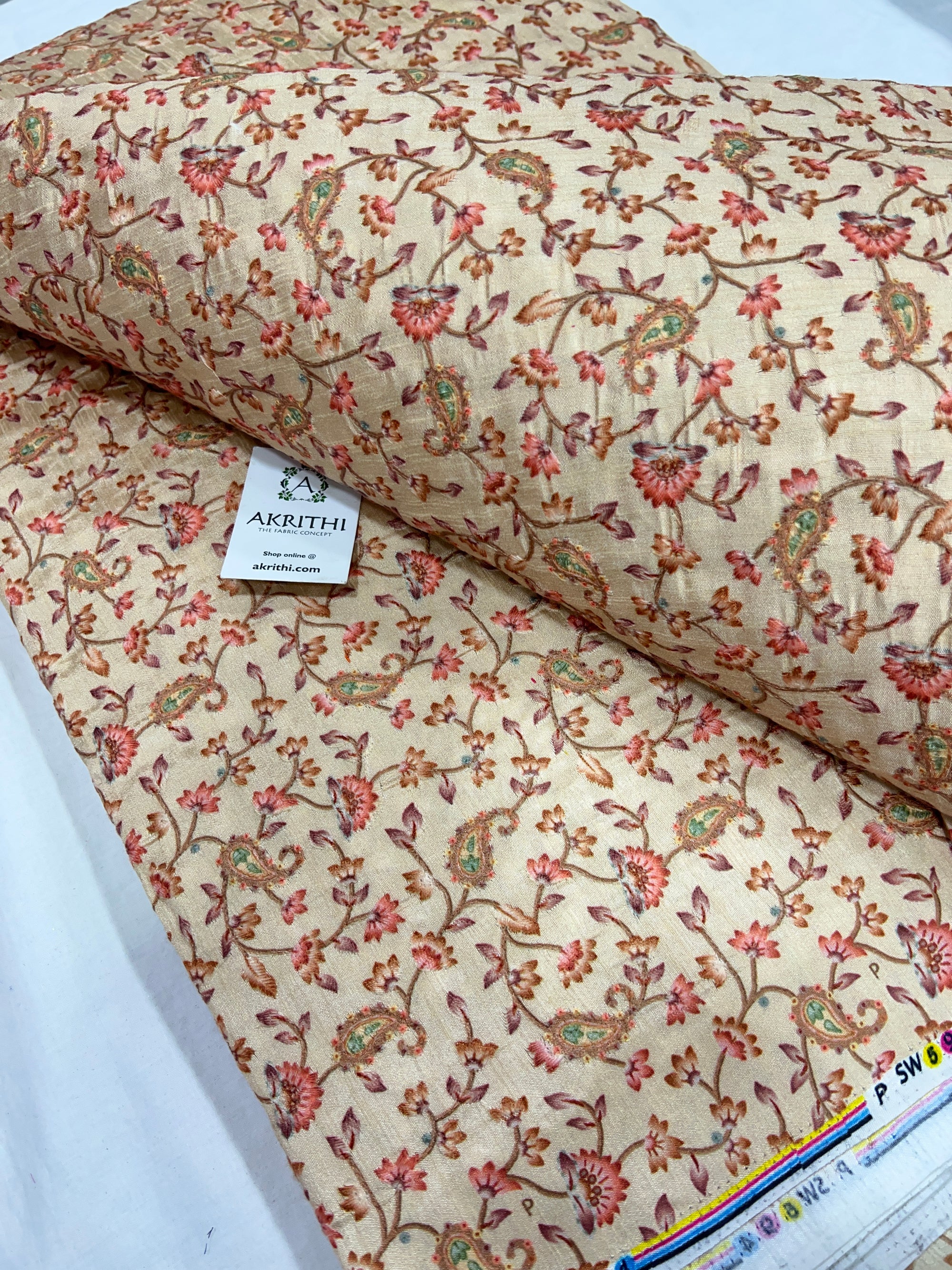 Embroidered silk fabric