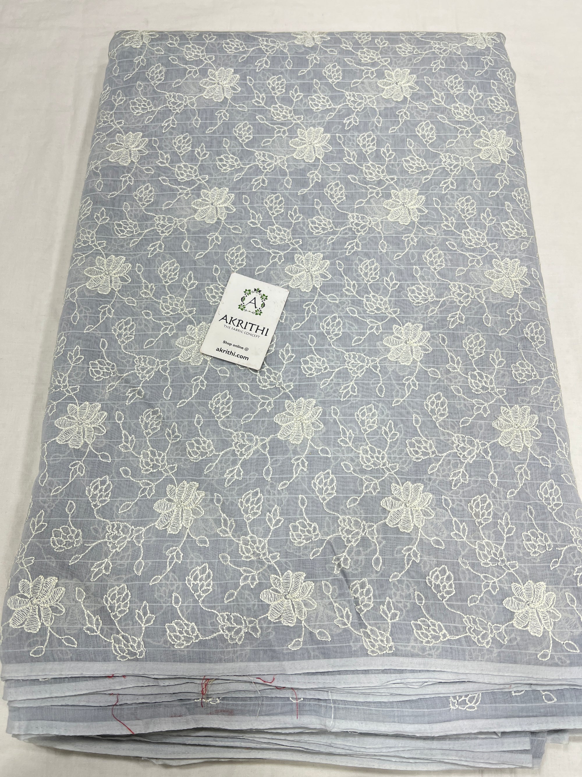 HANDLOOM MUL CHANDERI EMBROIDERED FABRIC