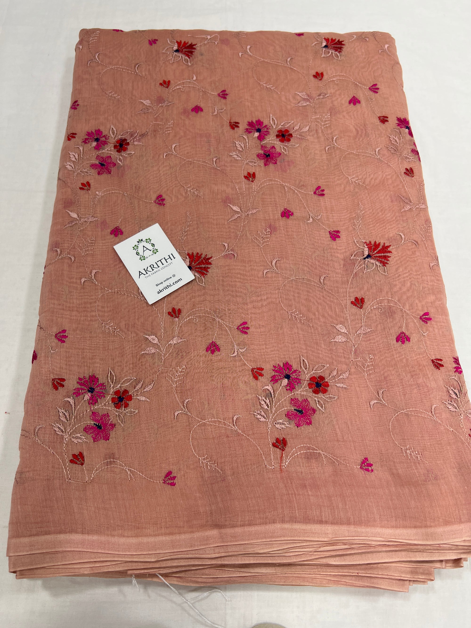 HANDLOOM MUL CHANDERI EMBROIDERED FABRIC