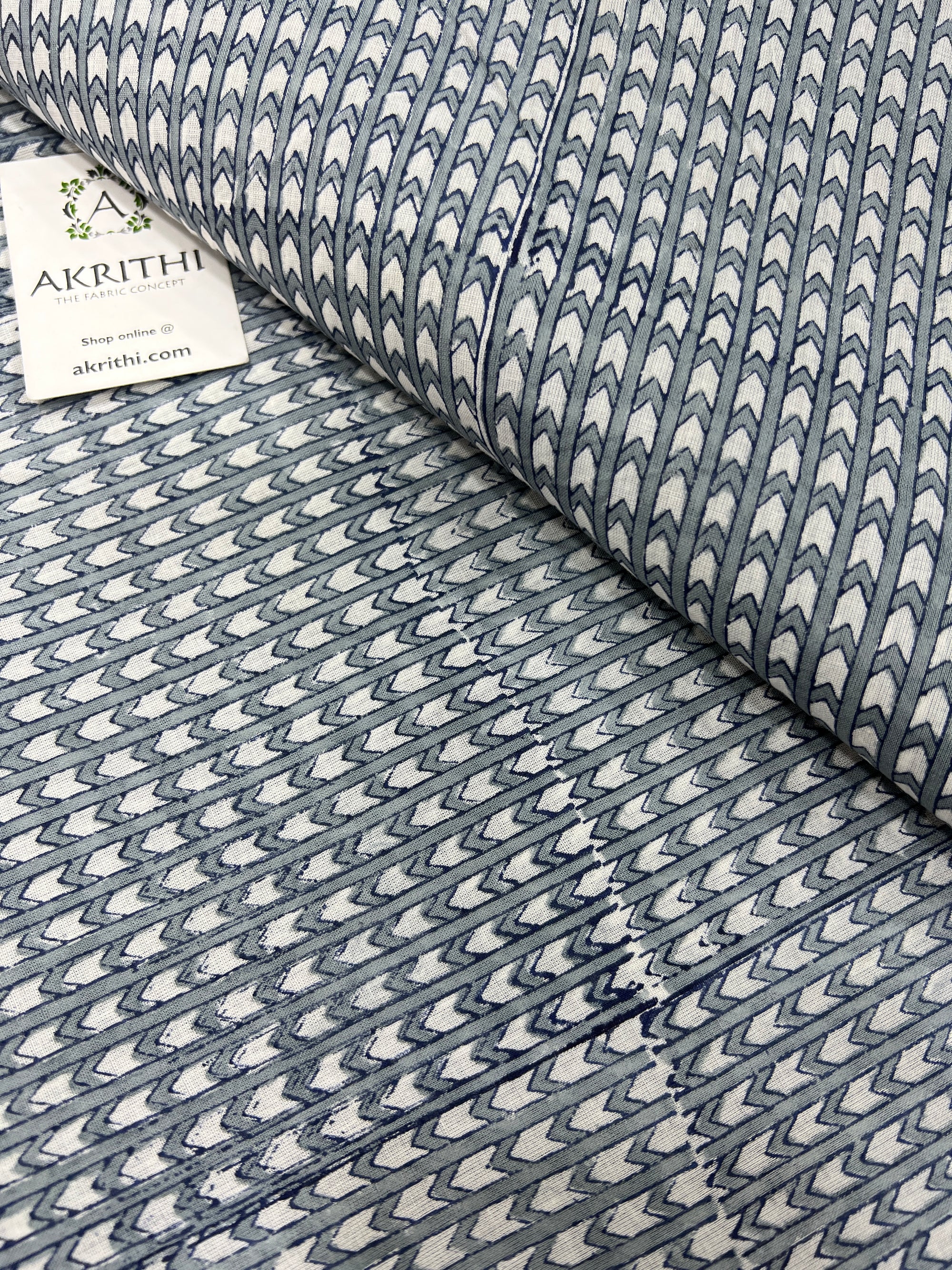 Hand block Printed pure mul cotton fabric