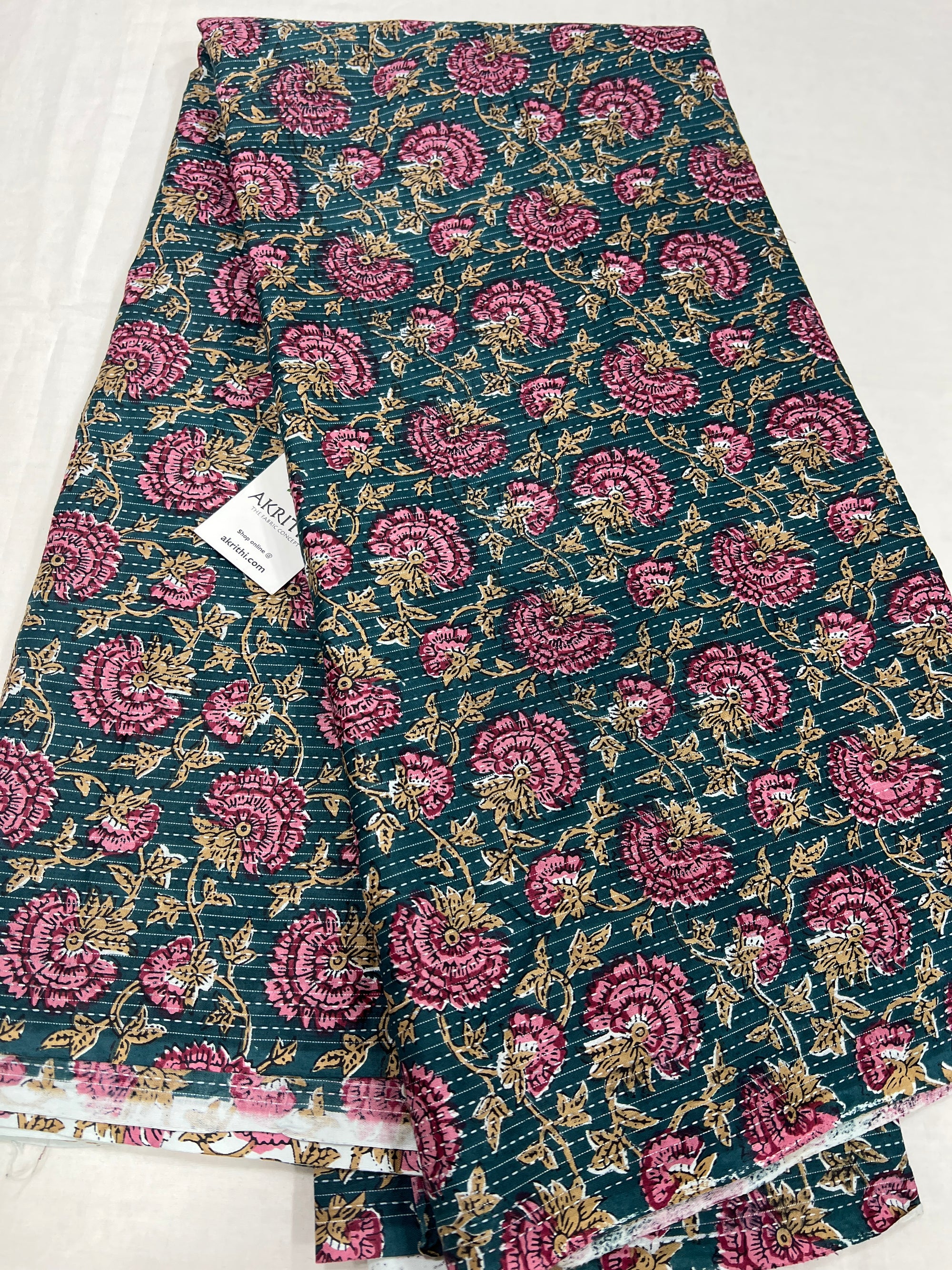 Printed Kantha pure cotton fabric