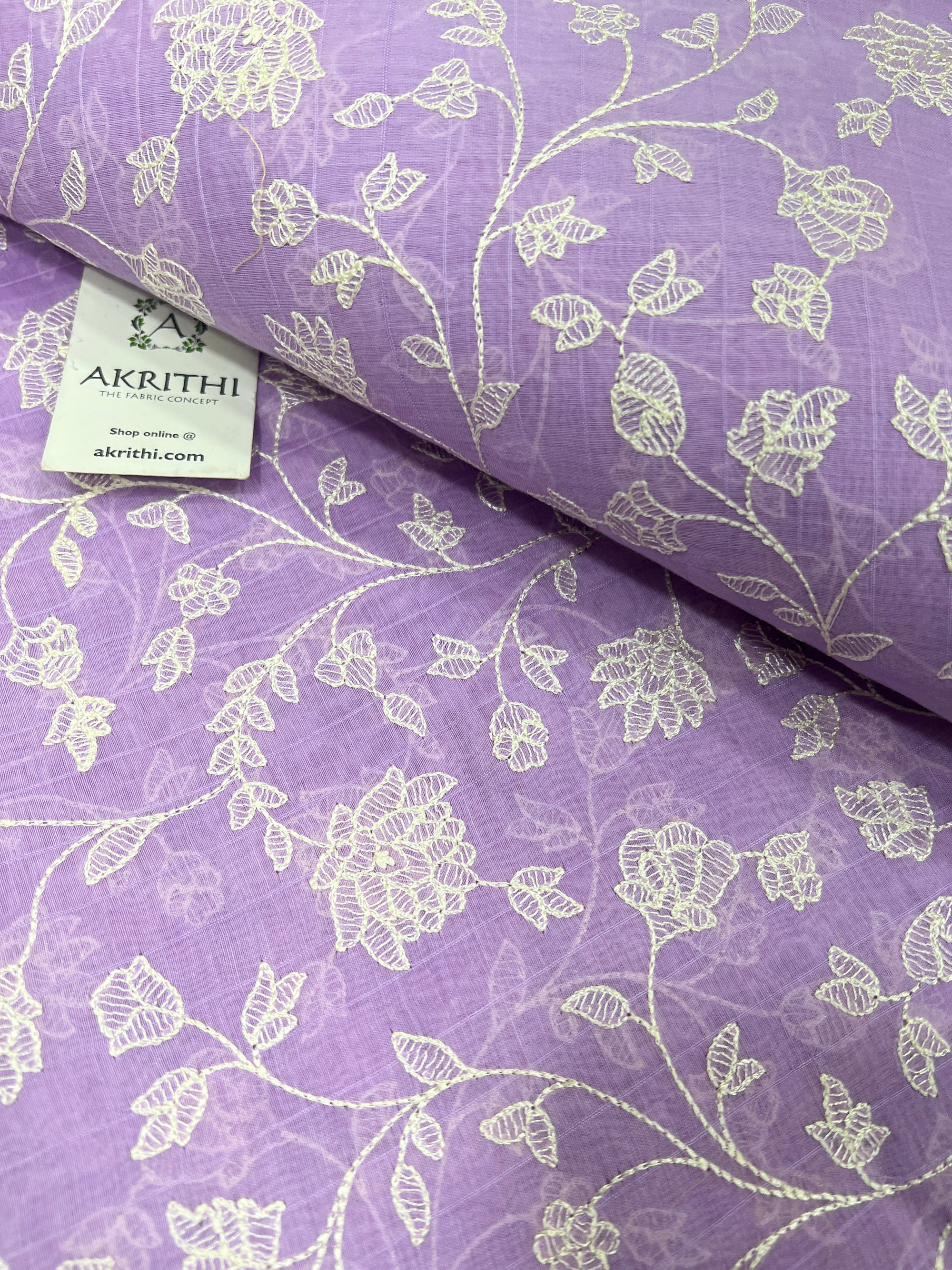 HANDLOOM MUL CHANDERI EMBROIDERED FABRIC