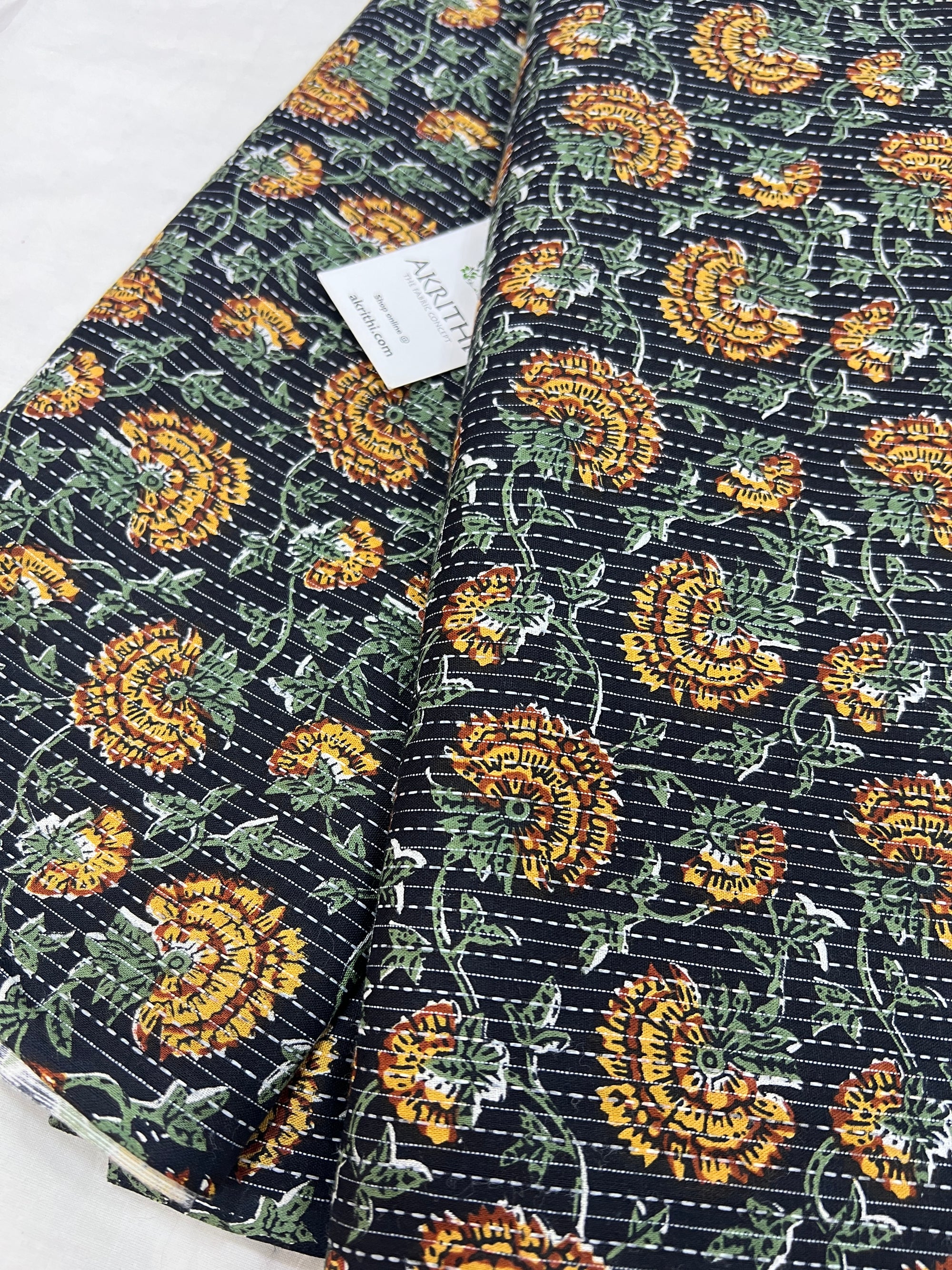 Printed Kantha pure cotton fabric