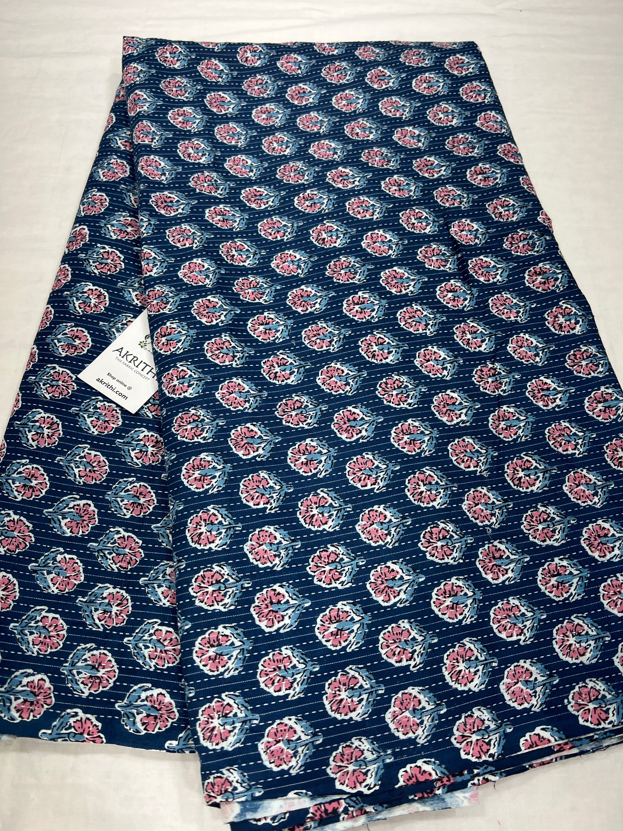 Printed Kantha pure cotton fabric