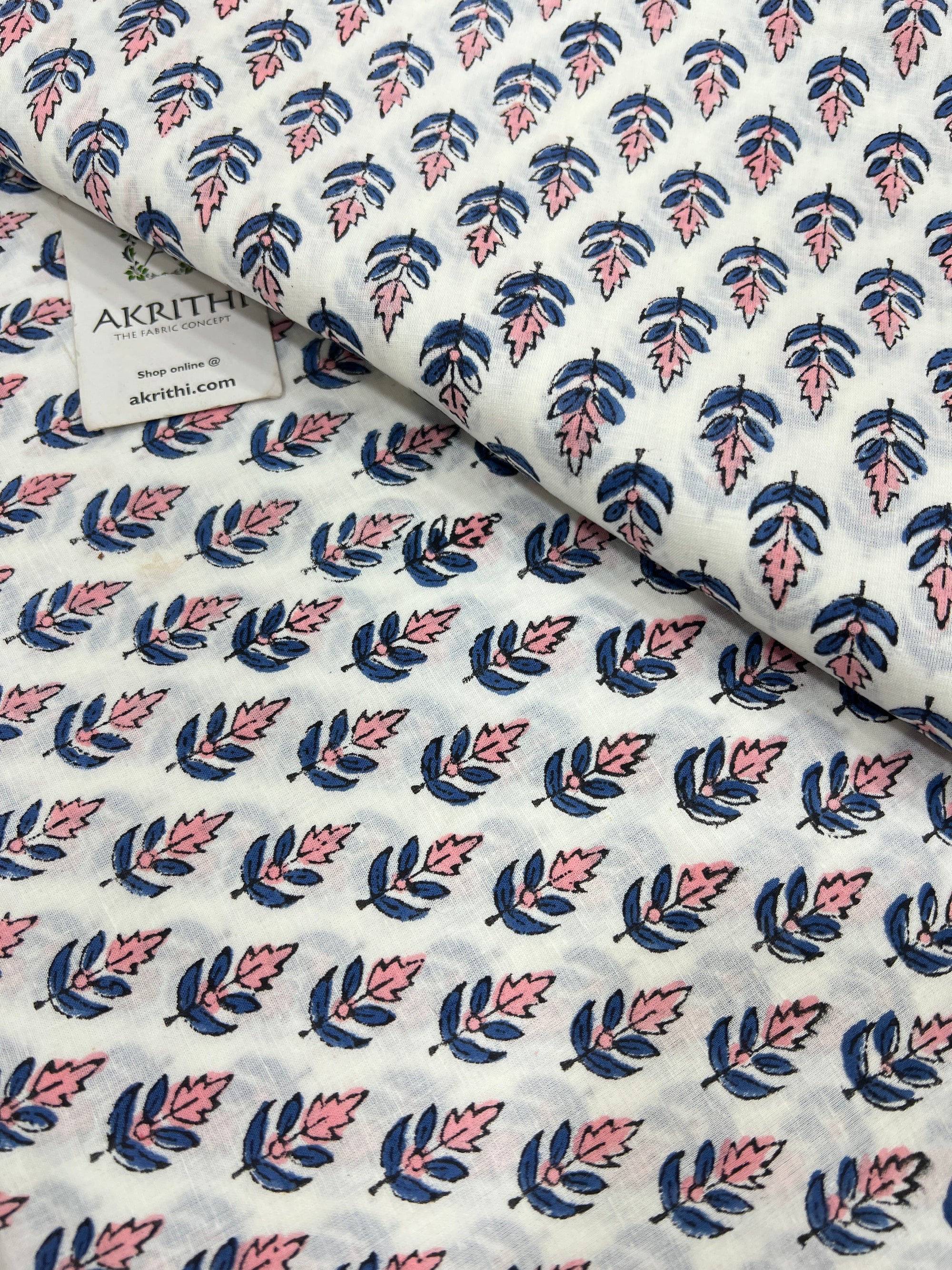 Hand block Printed pure cotton fabric