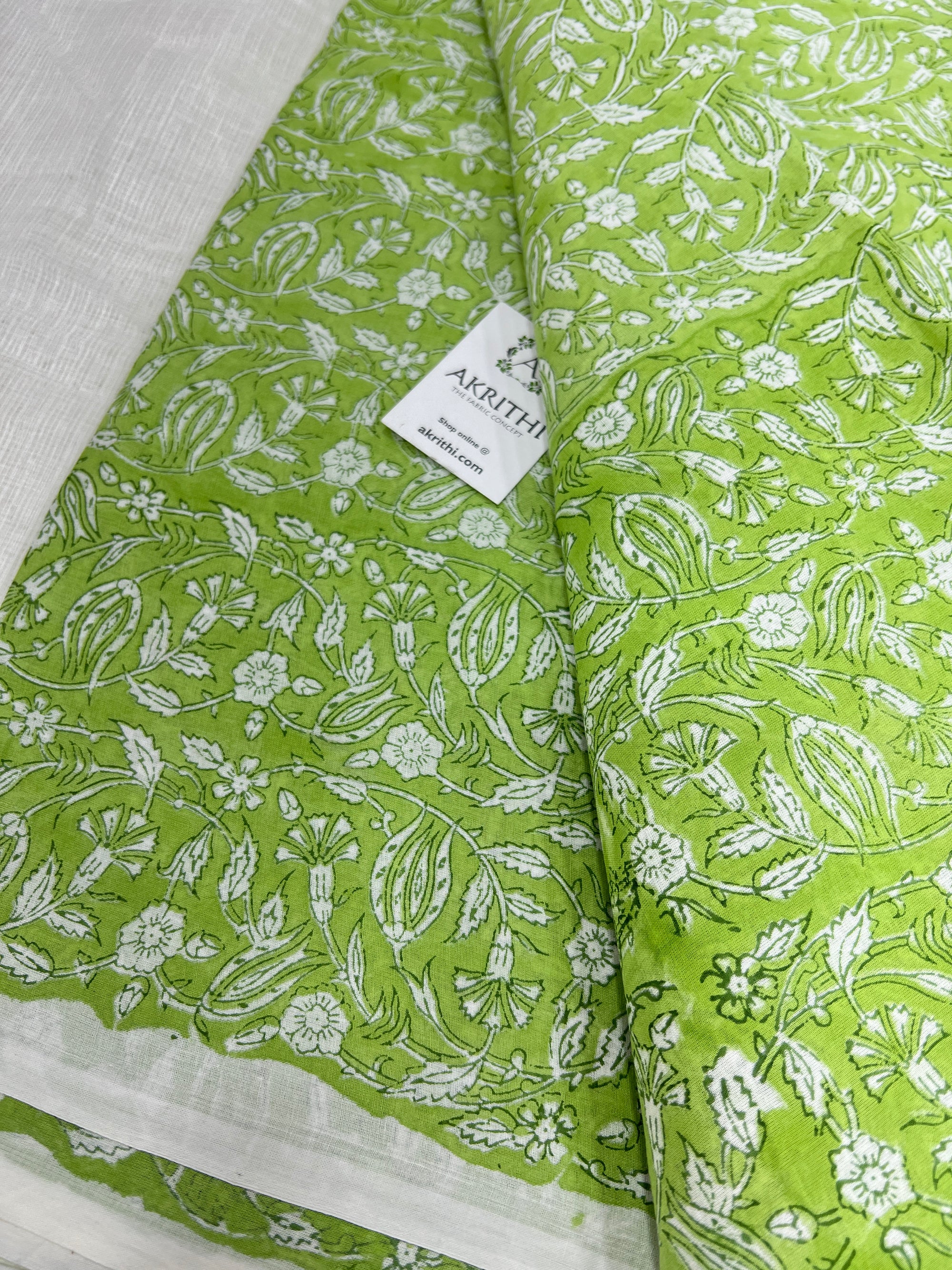 Hand block Printed pure mul cotton fabric