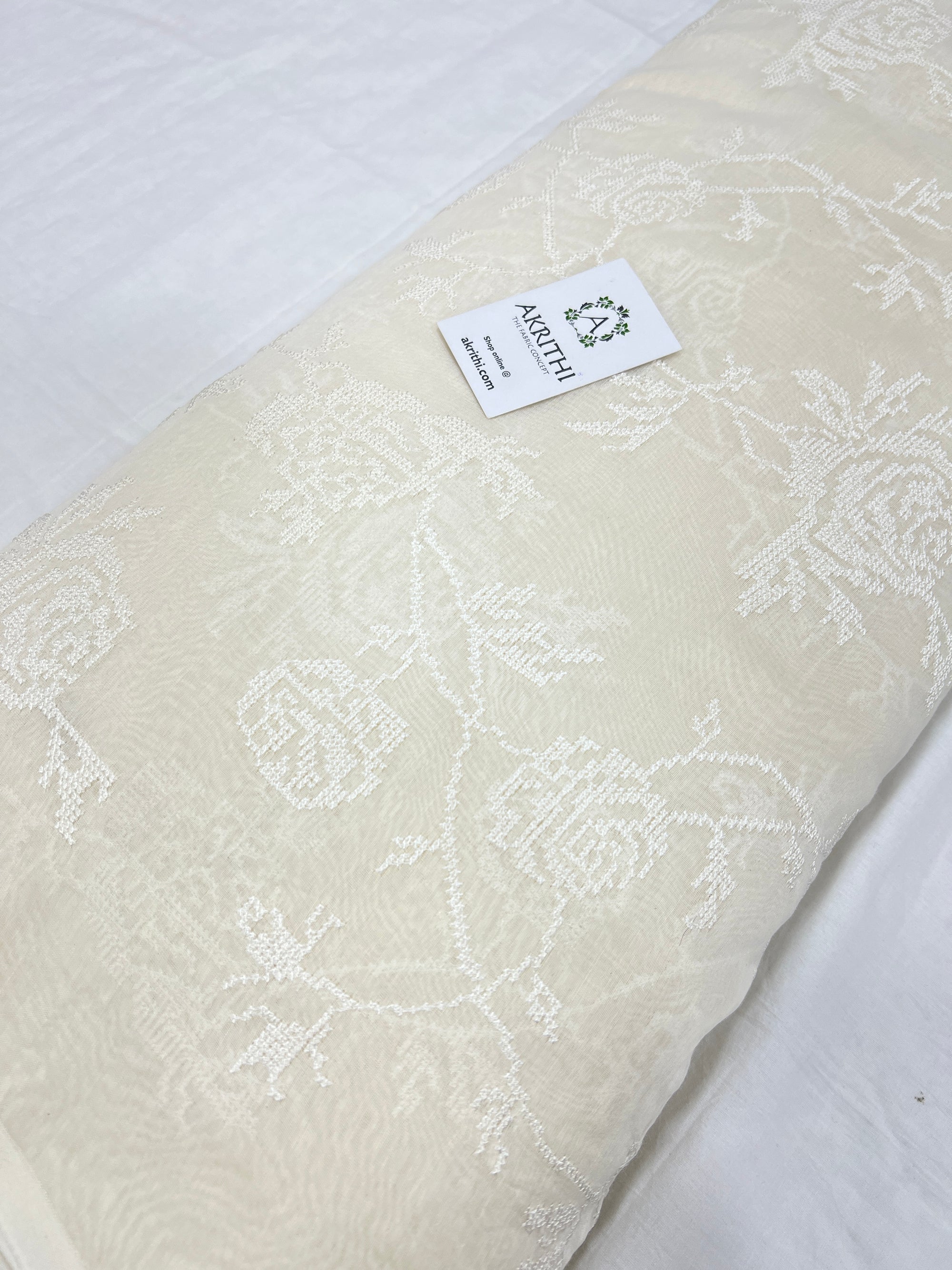 HANDLOOM MUL CHANDERI EMBROIDERED FABRIC