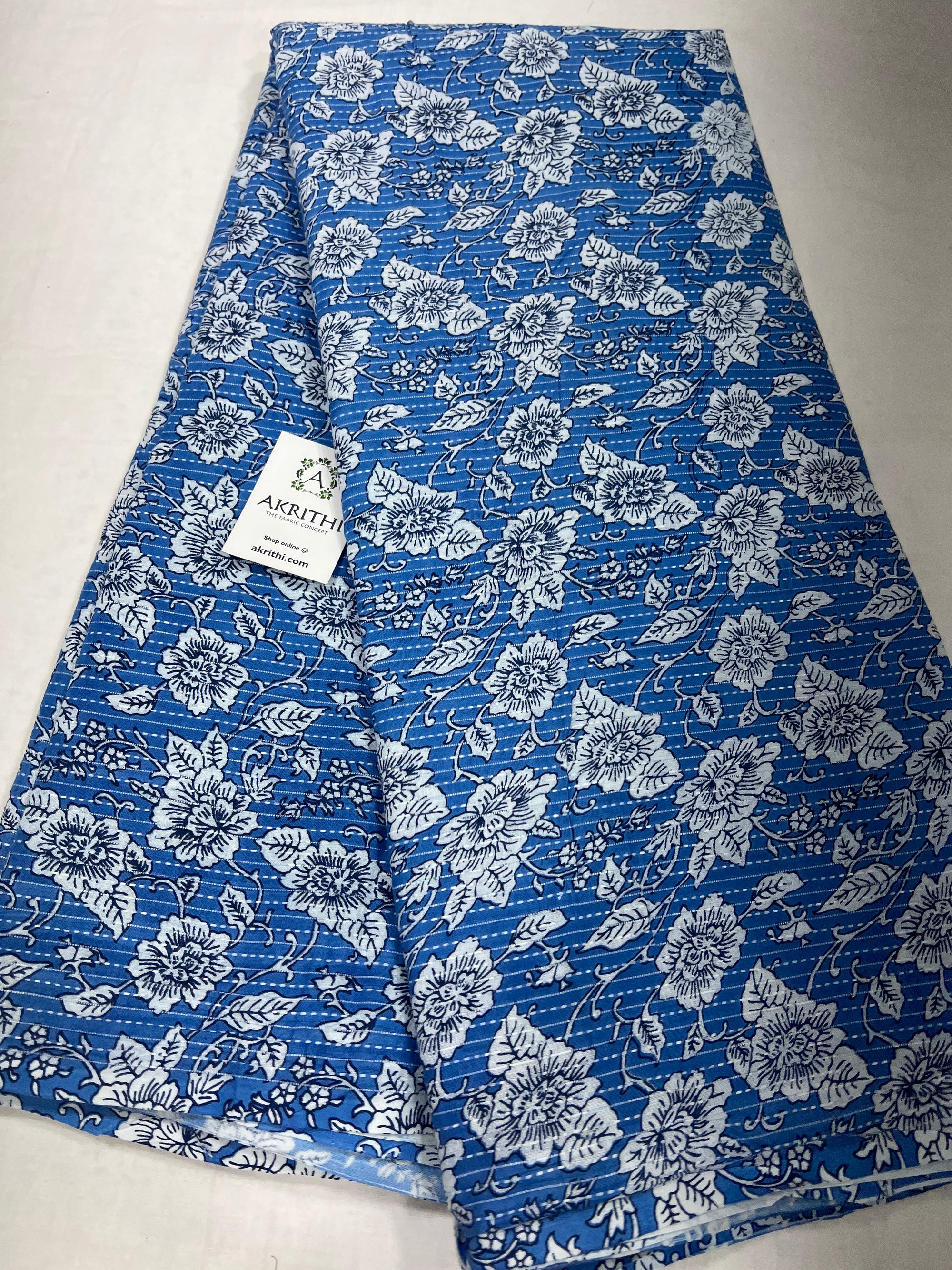 Printed Kantha pure cotton fabric