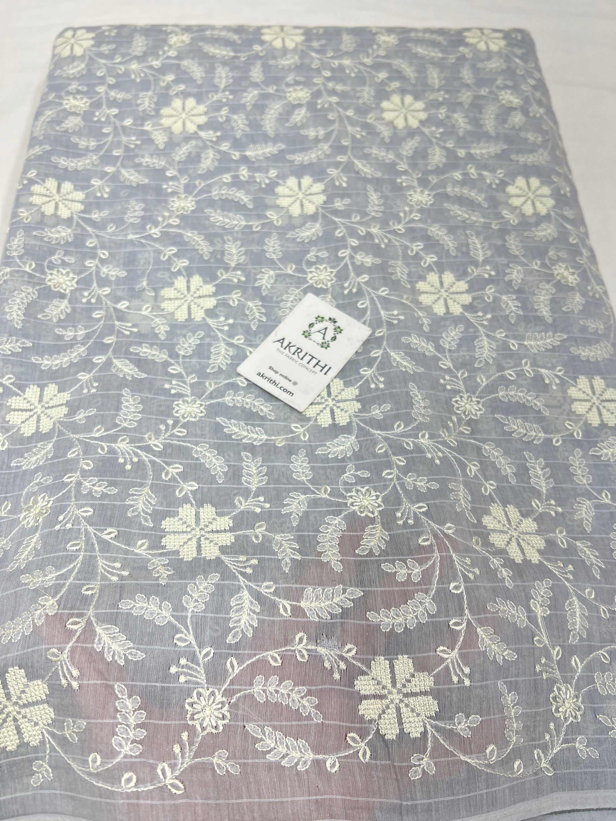 HANDLOOM MUL CHANDERI EMBROIDERED FABRIC