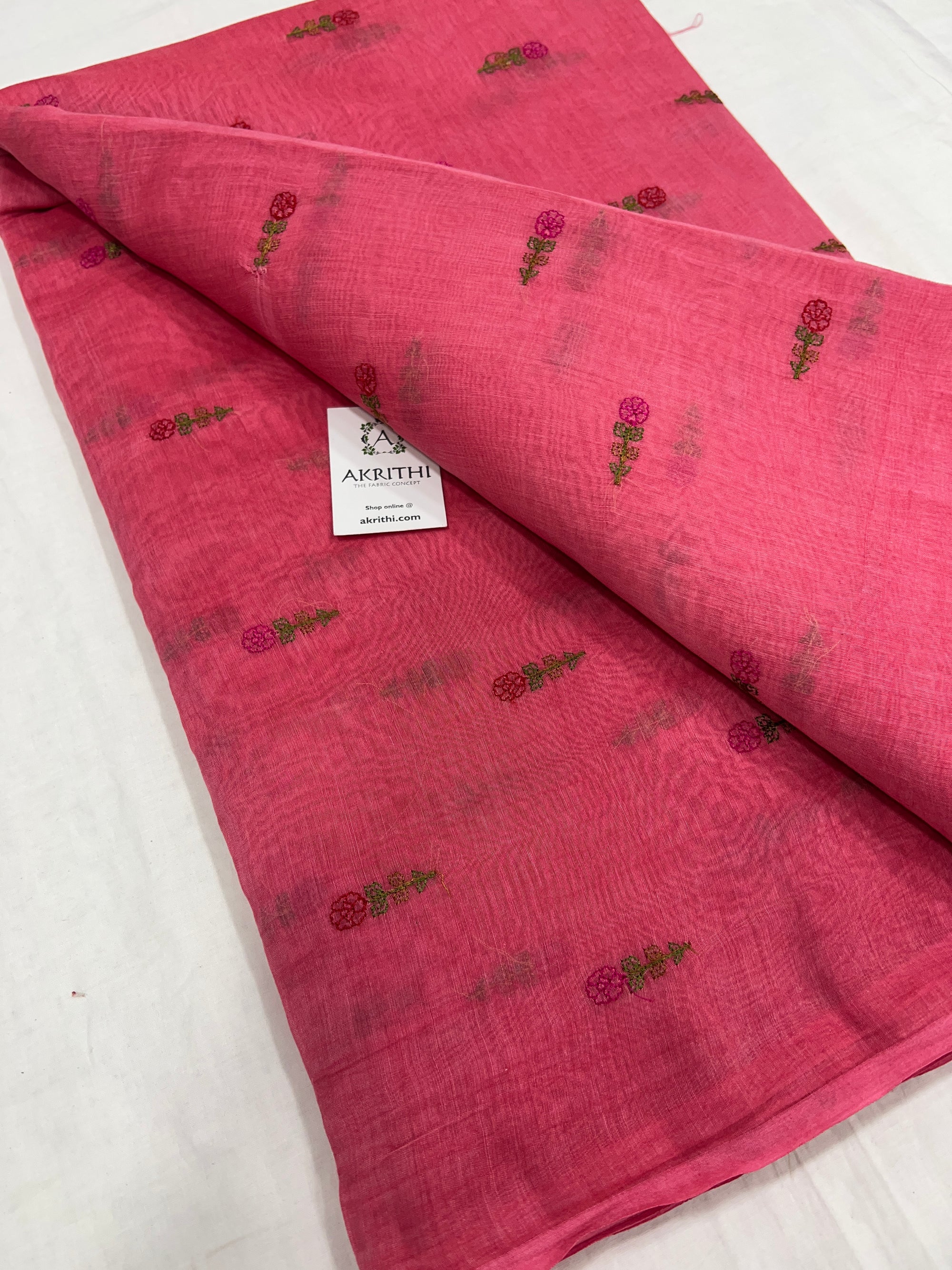 HANDLOOM MUL CHANDERI EMBROIDERED FABRIC
