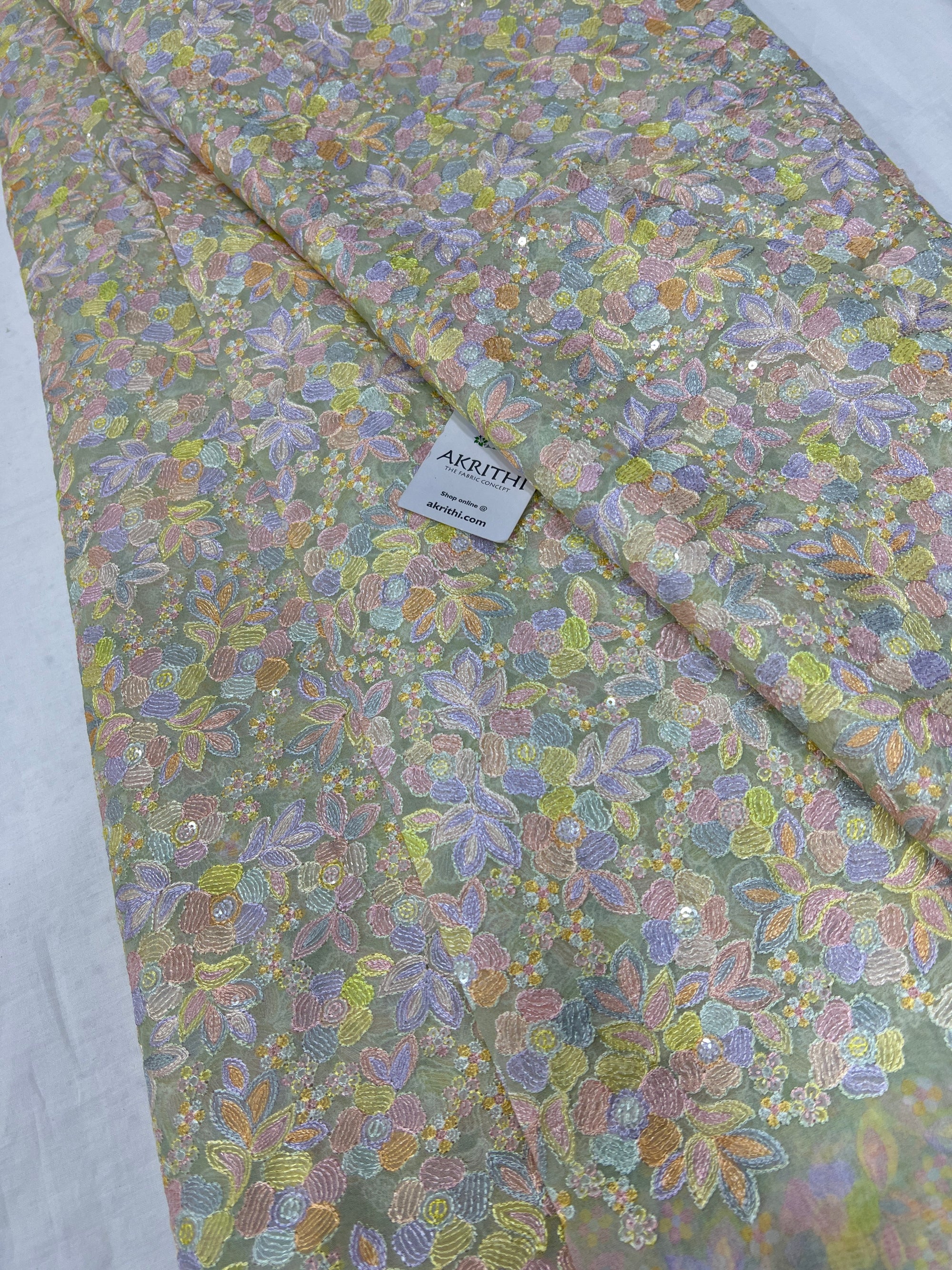 Embroidered organza fabric