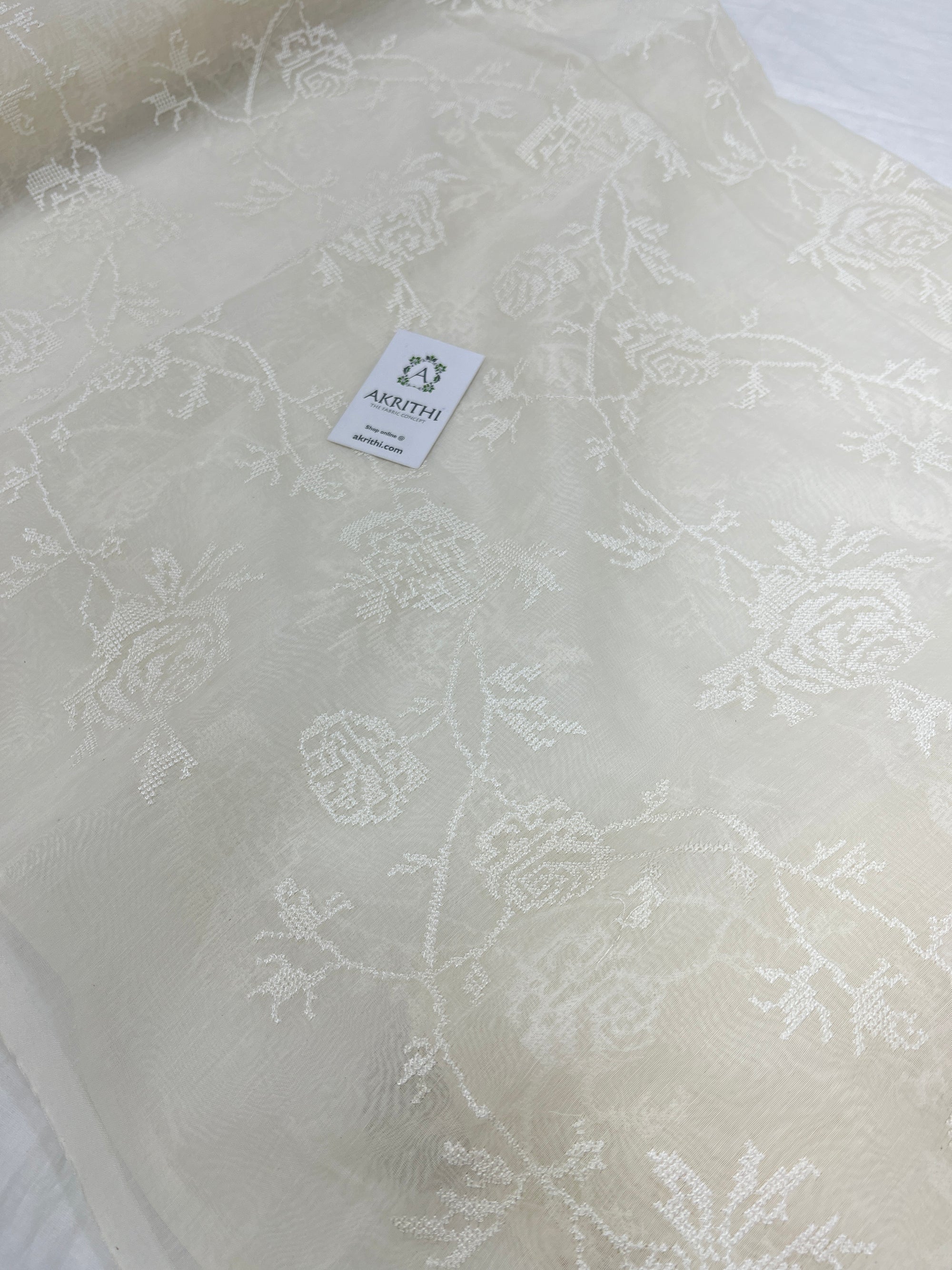 HANDLOOM MUL CHANDERI EMBROIDERED FABRIC