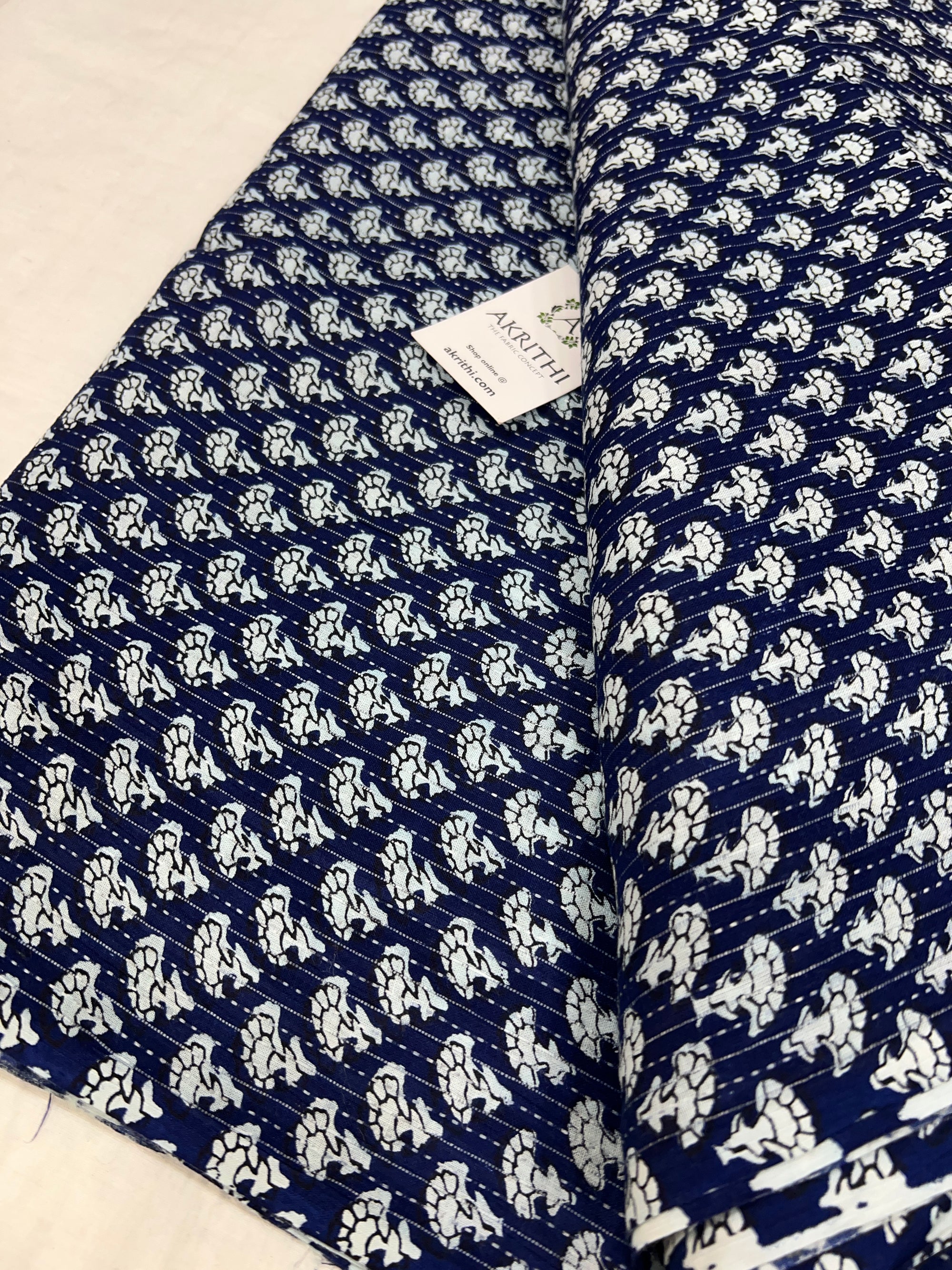 Printed Kantha pure cotton fabric