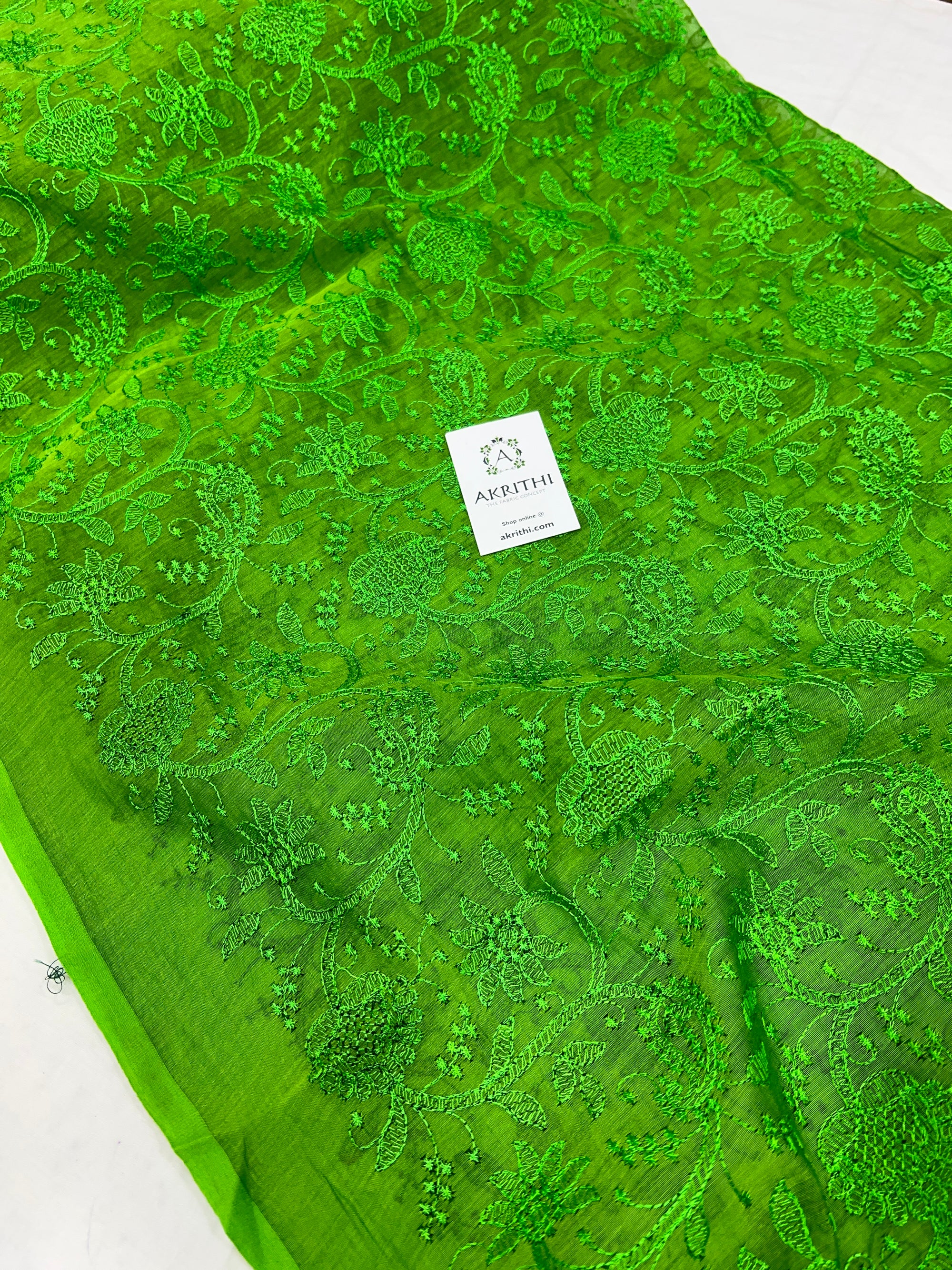 HANDLOOM MUL CHANDERI EMBROIDERED FABRIC