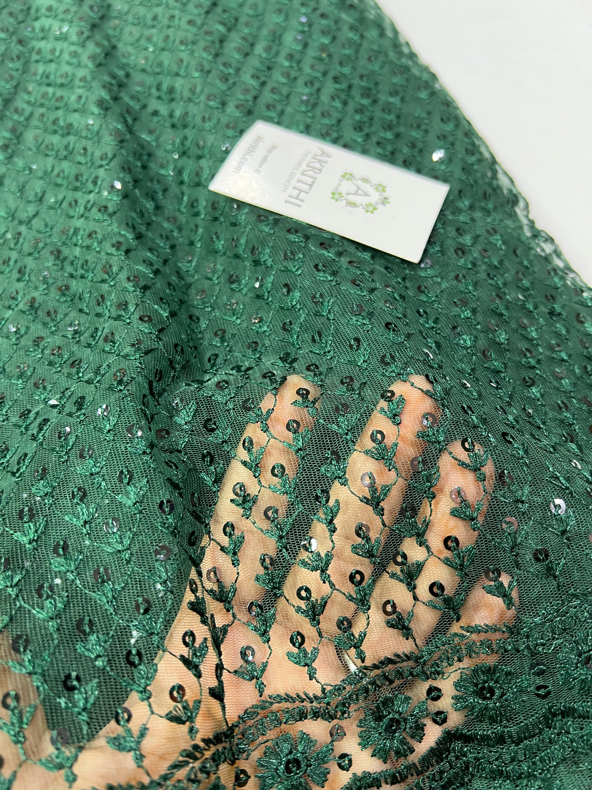 Embroidery on net fabric