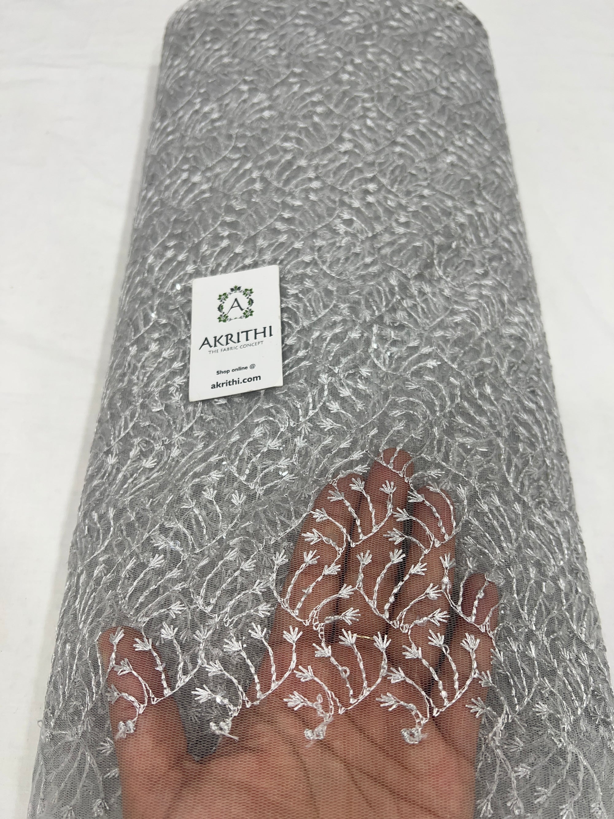 Self Embroidered net fabric 50 cms cut
