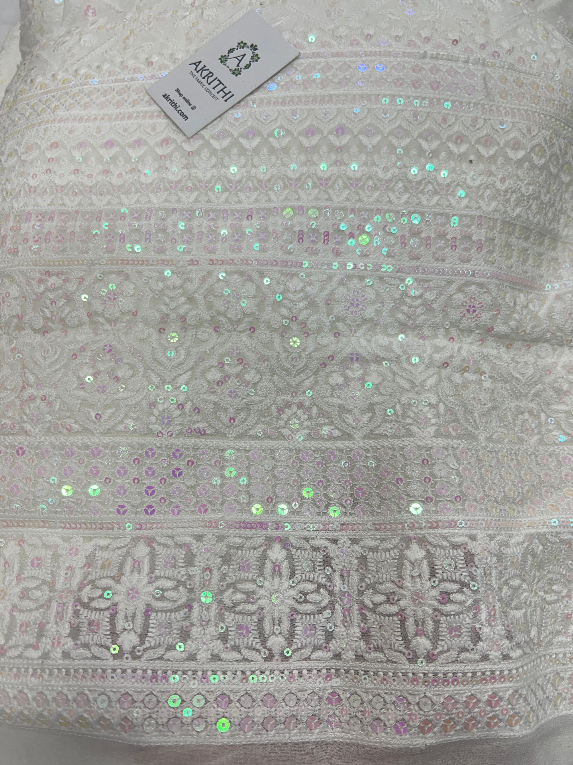 Dyeable Heavy Embroidered georgette fabric