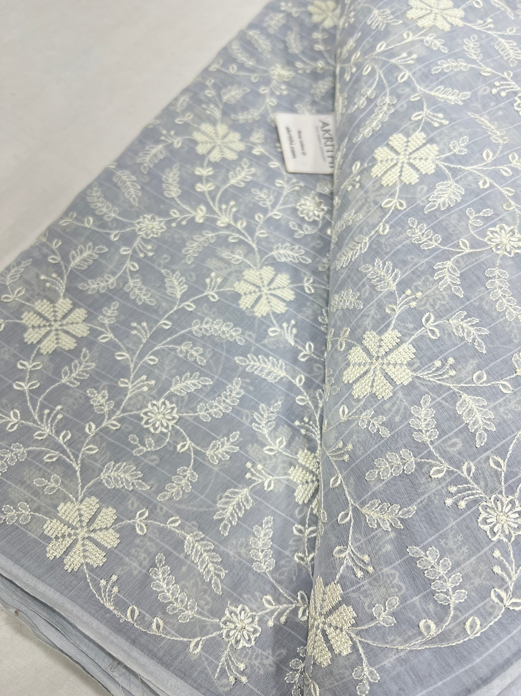 HANDLOOM MUL CHANDERI EMBROIDERED FABRIC