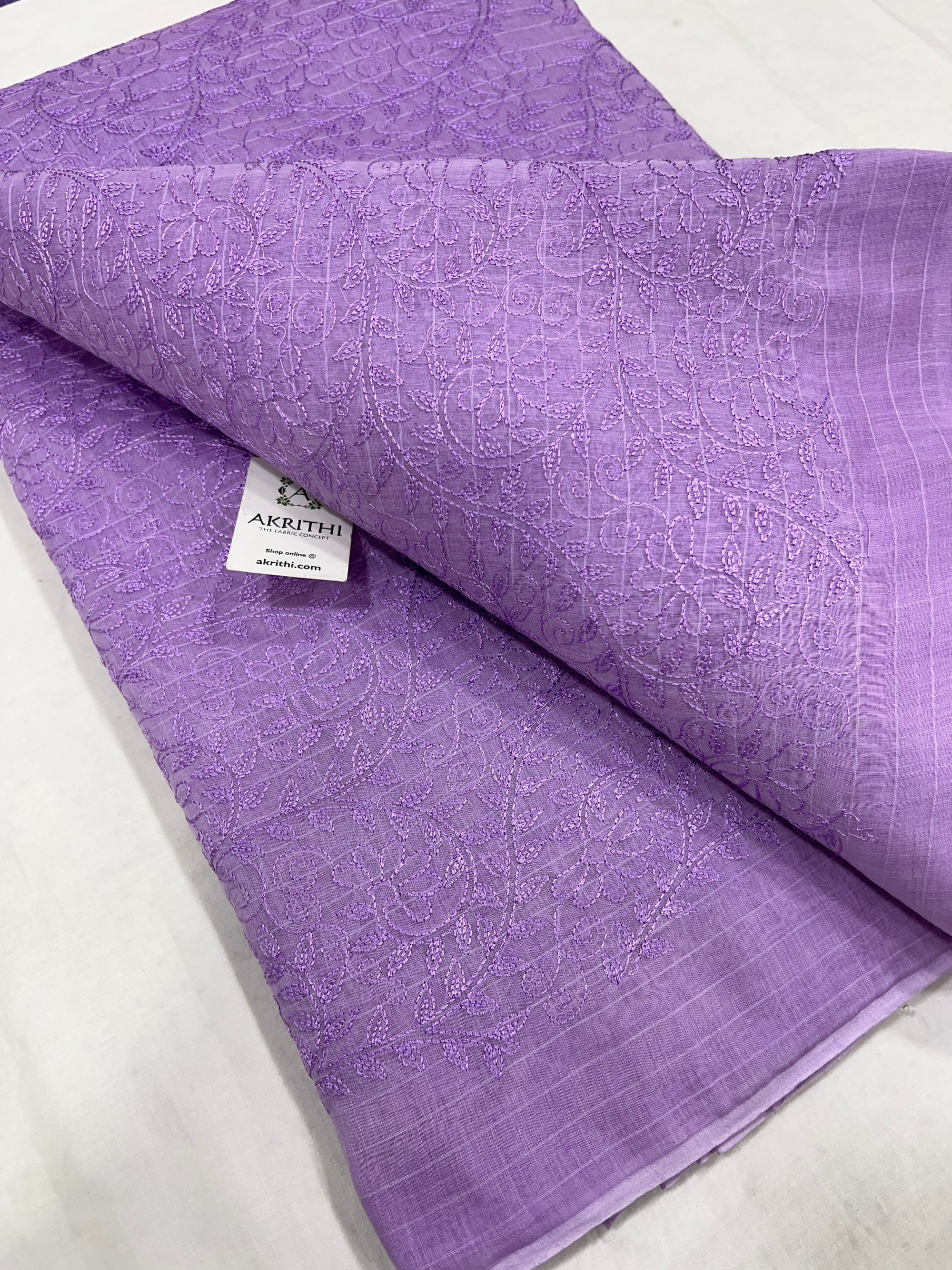 HANDLOOM MUL CHANDERI EMBROIDERED FABRIC