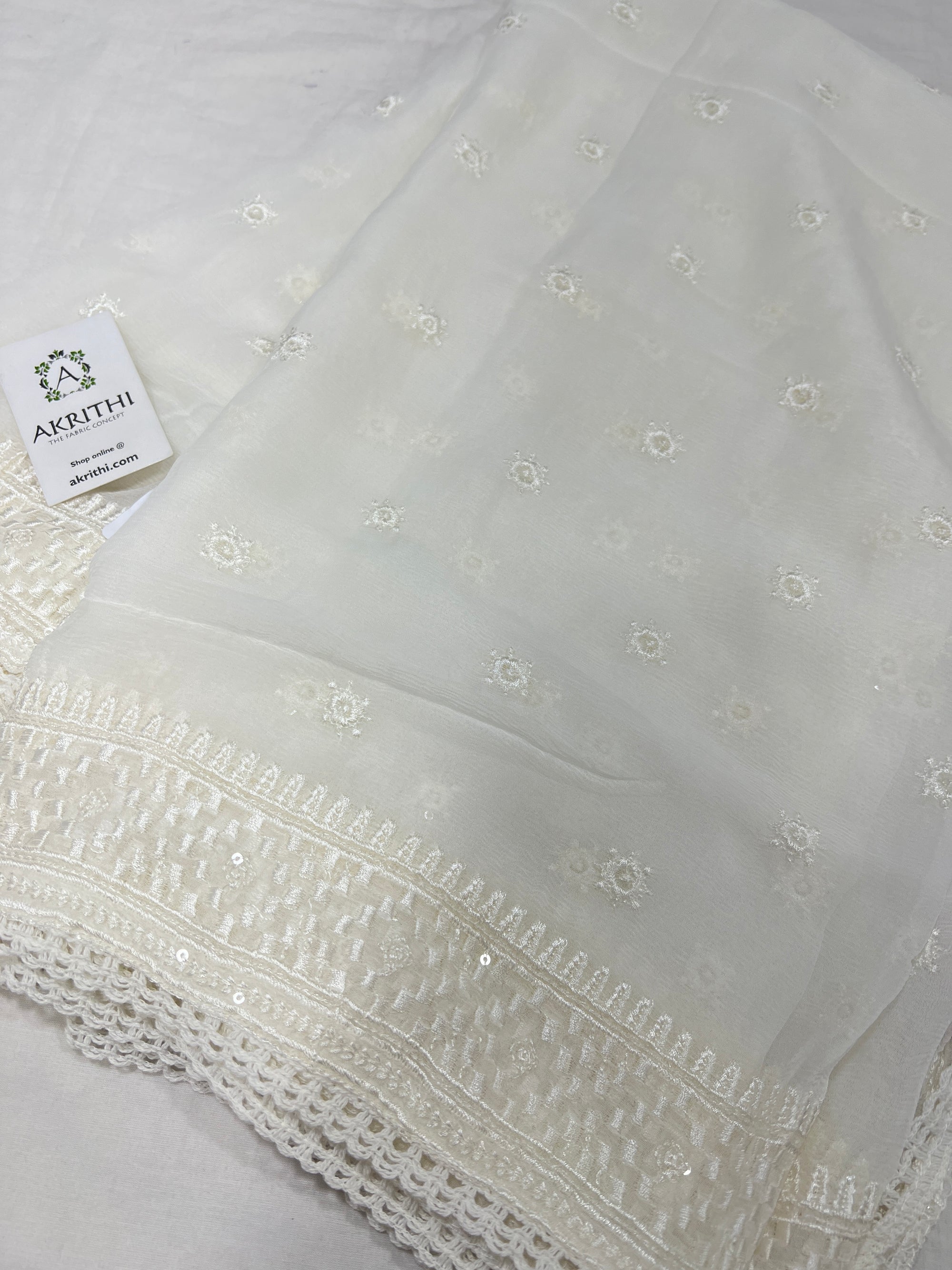 Dyeable Embroidered chiffon dupatta