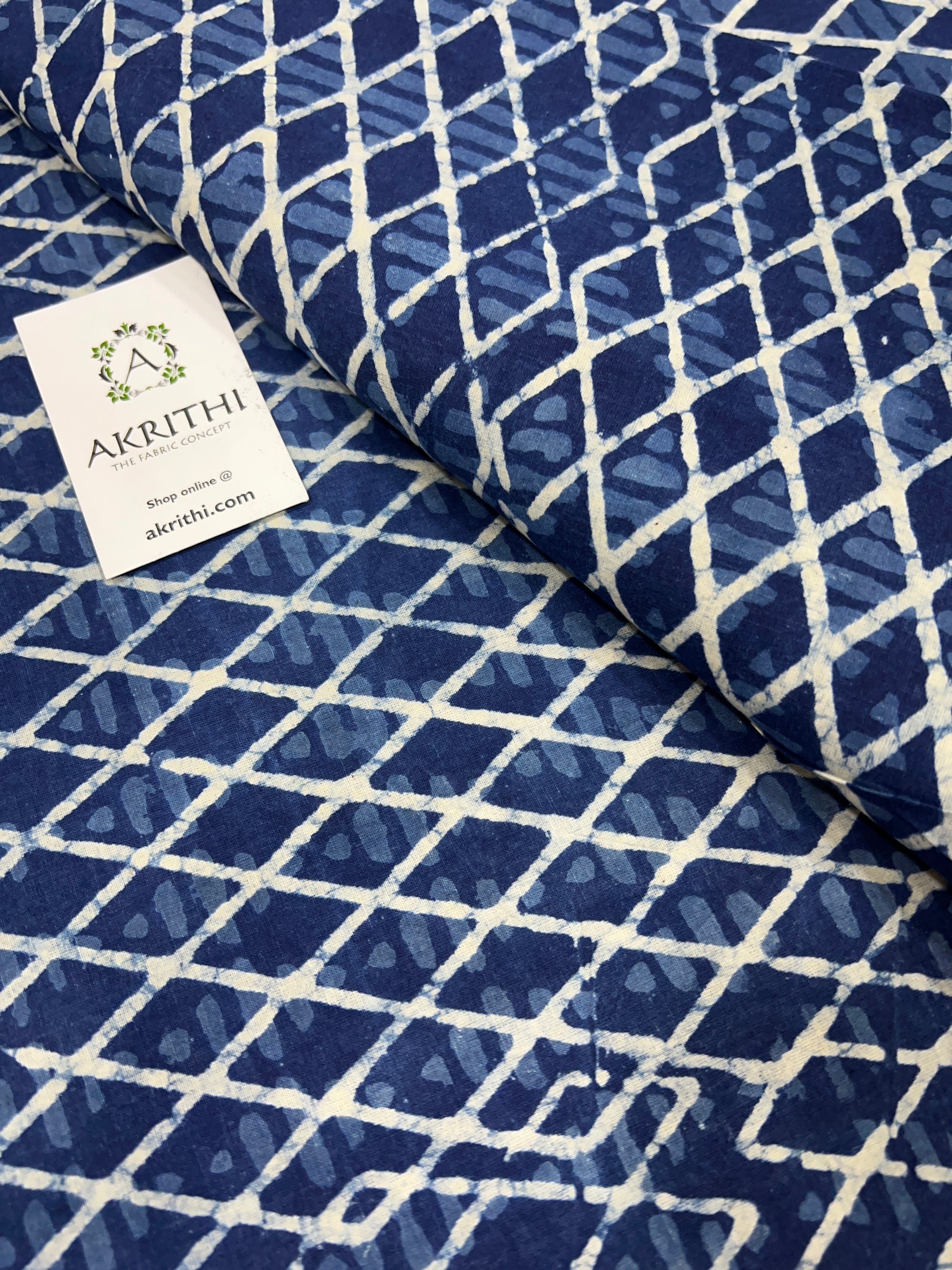 Indigo Printed pure cotton fabric