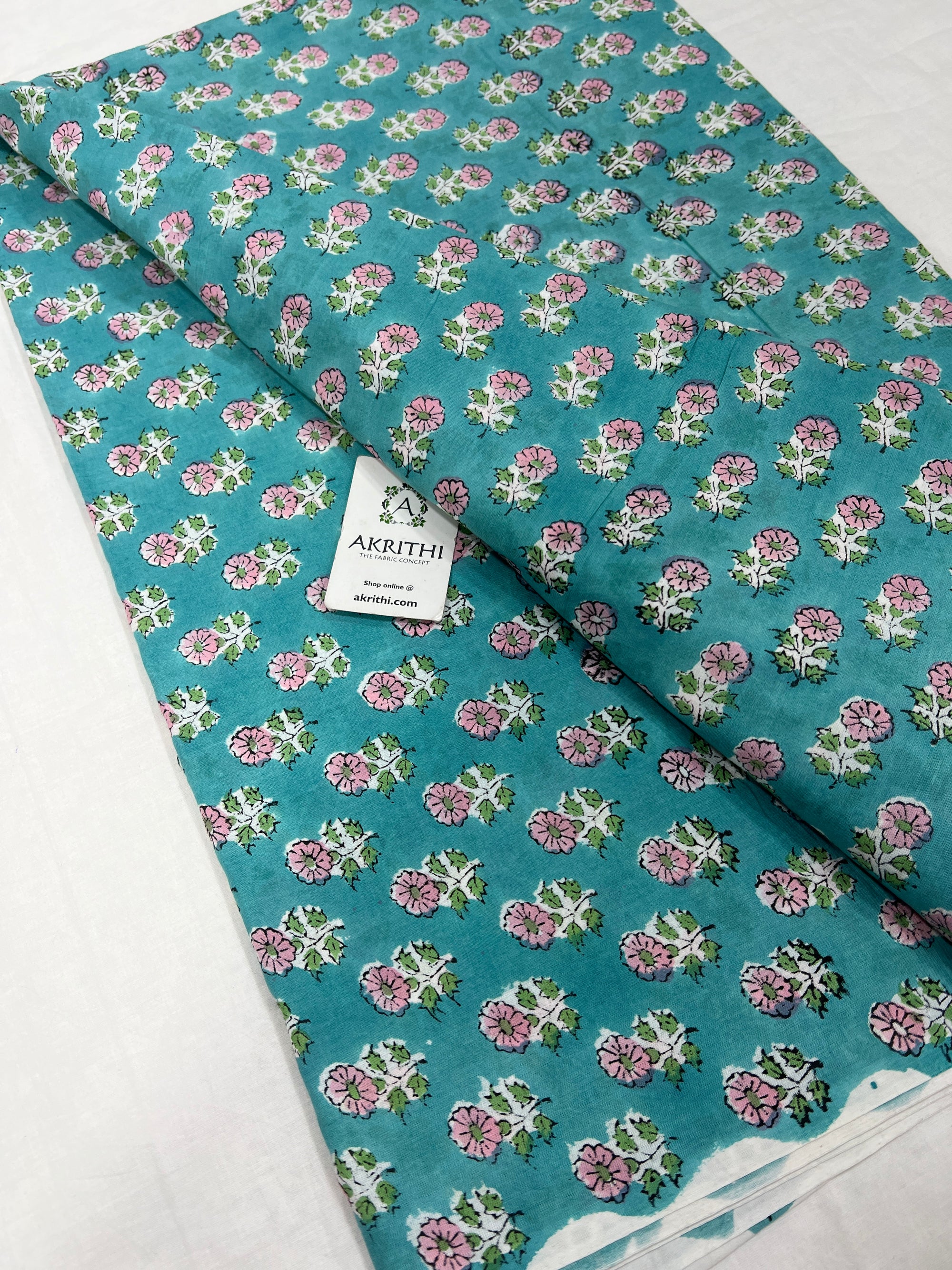 Hand block Printed pure cotton fabric