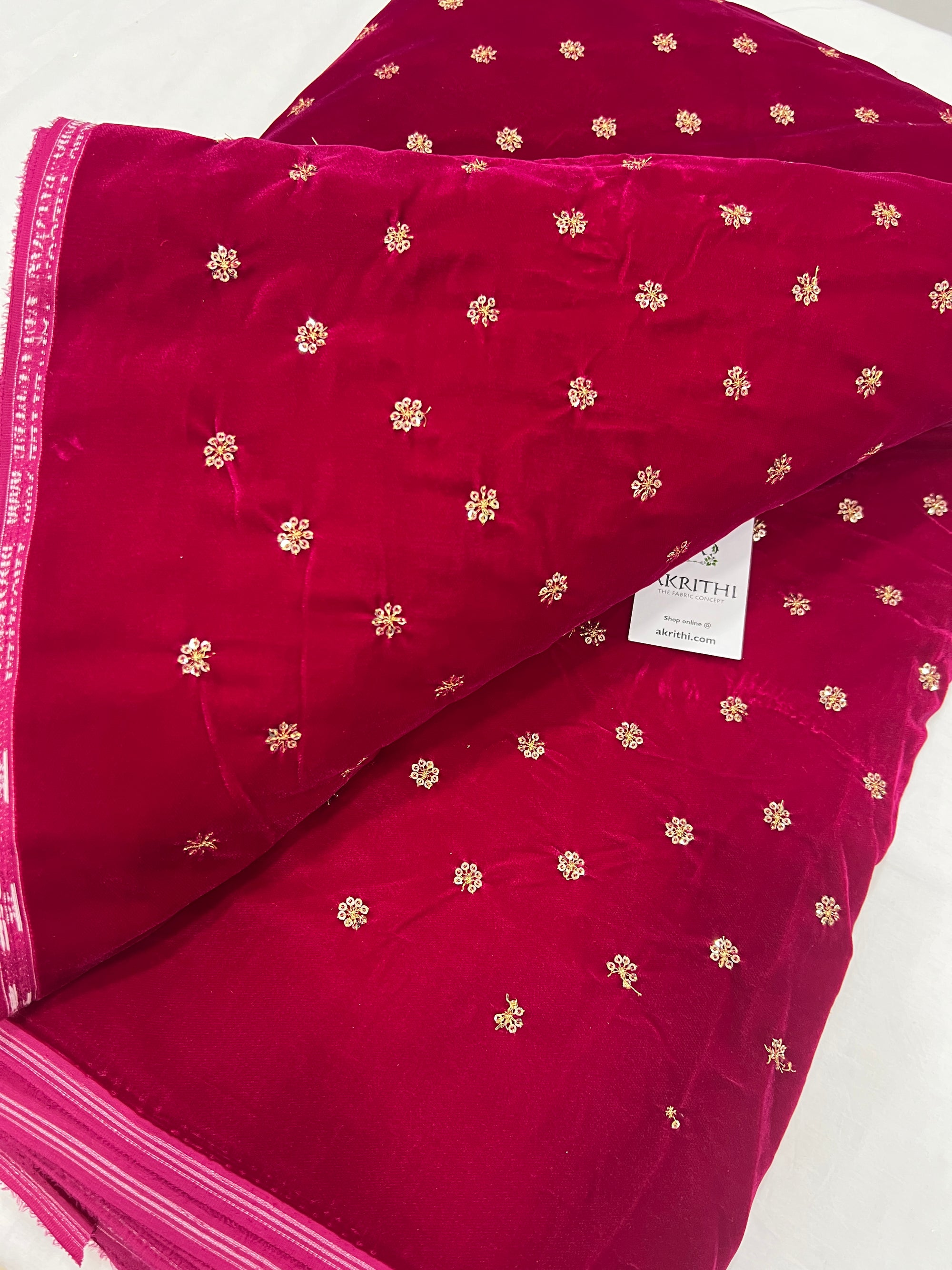 Embroidery on micro velvet fabric