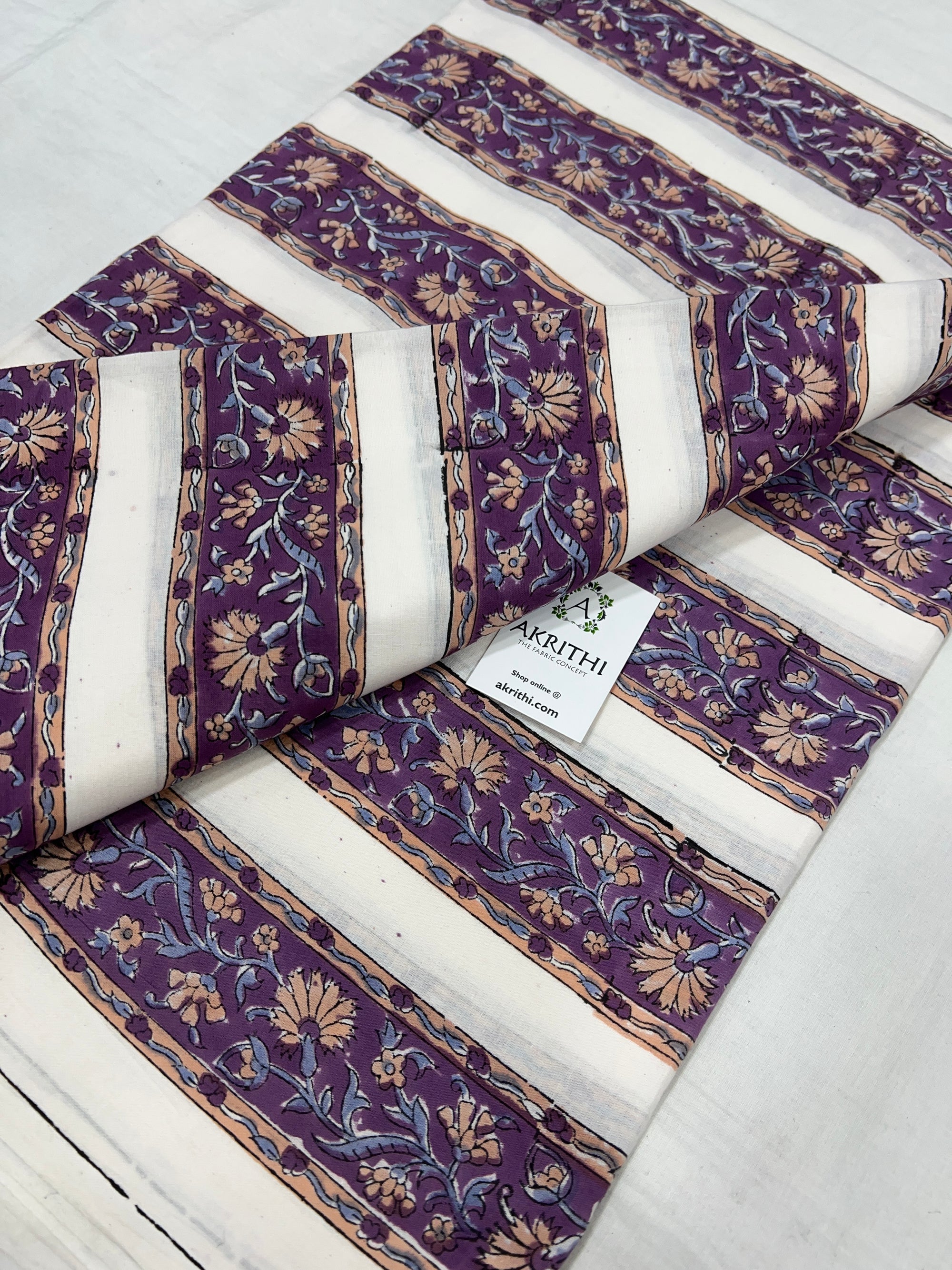 Hand block Printed pure cotton fabric