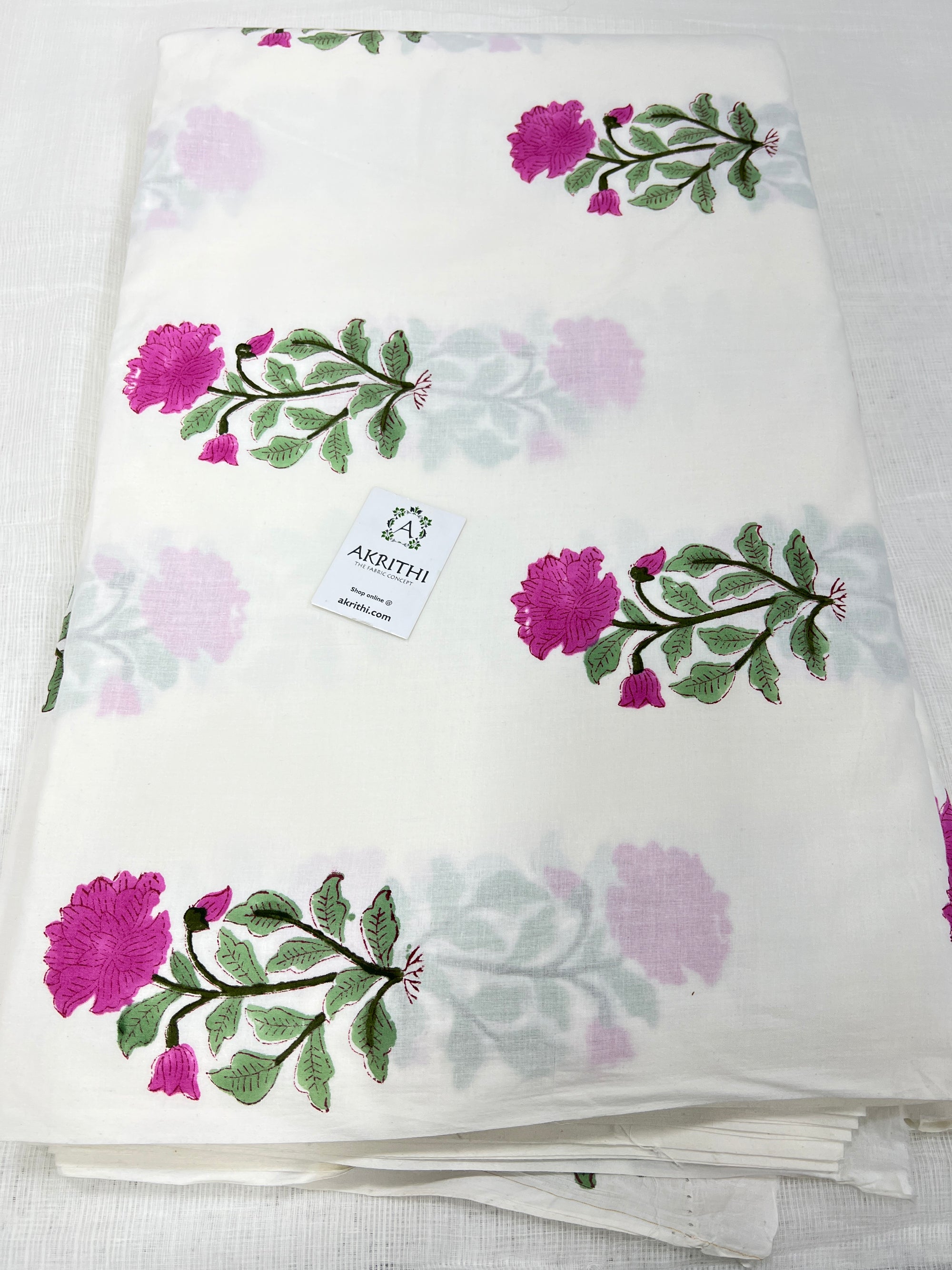 Hand block Printed pure mul cotton fabric