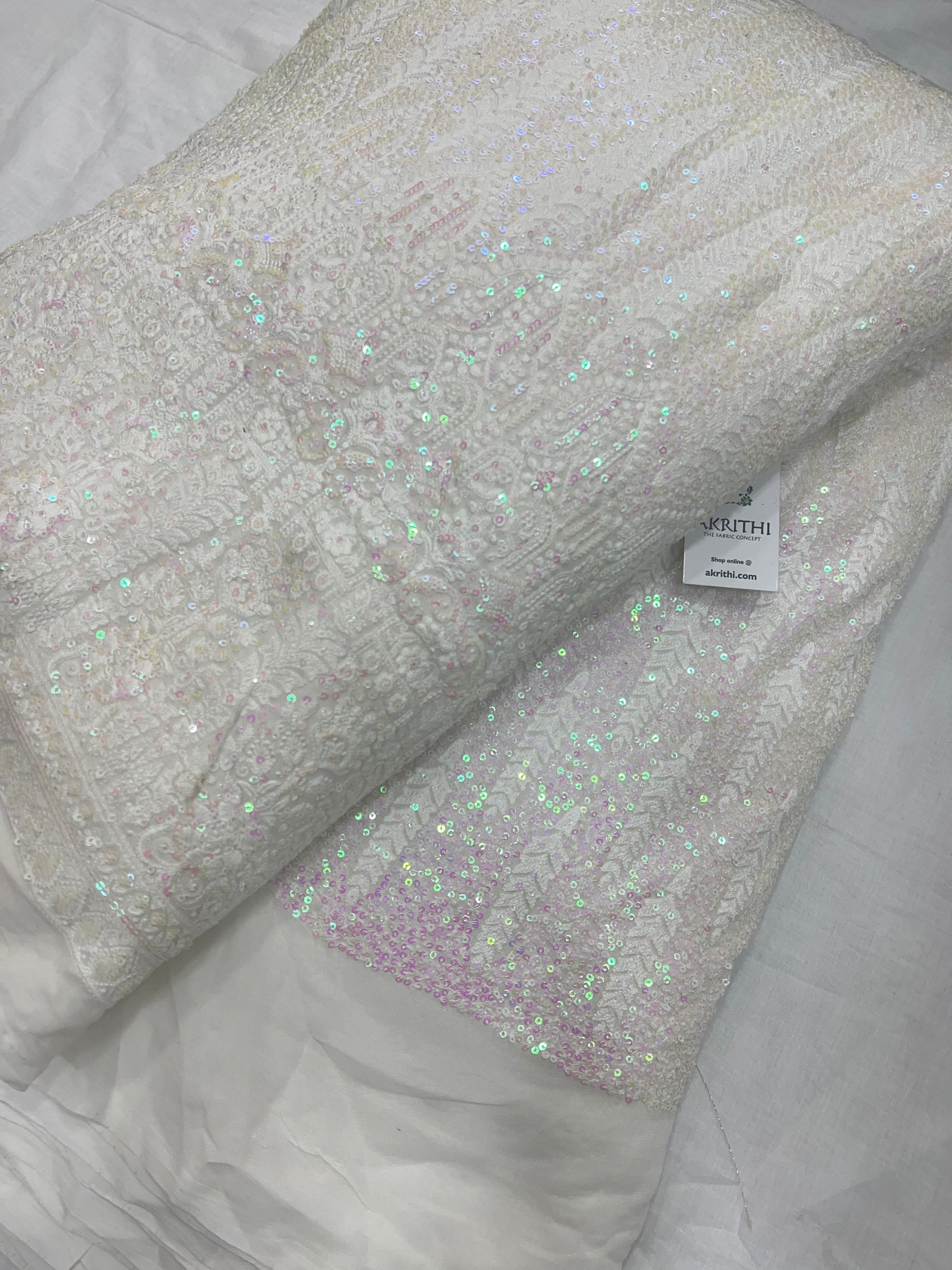 Dyeable Heavy Embroidered georgette fabric