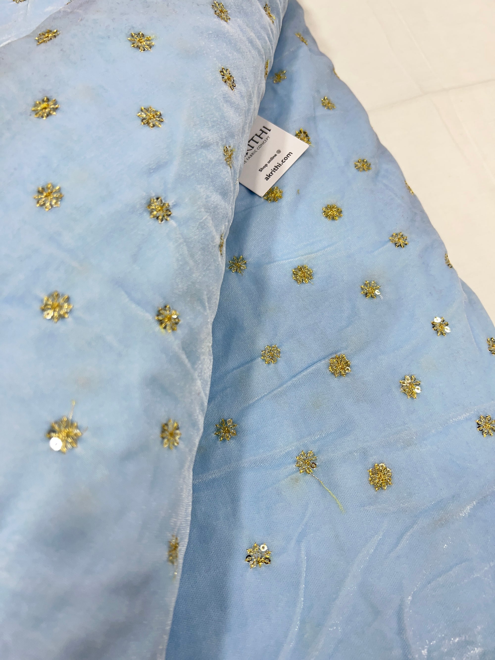 Embroidery on micro velvet fabric