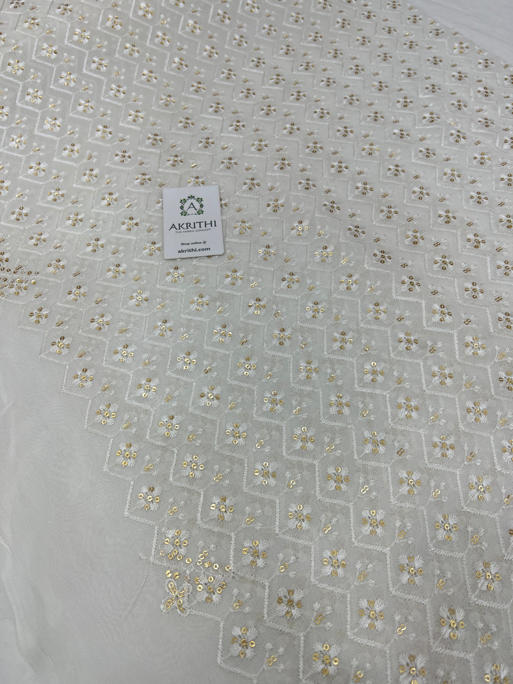 Dyeable Embroidered Georgette fabric