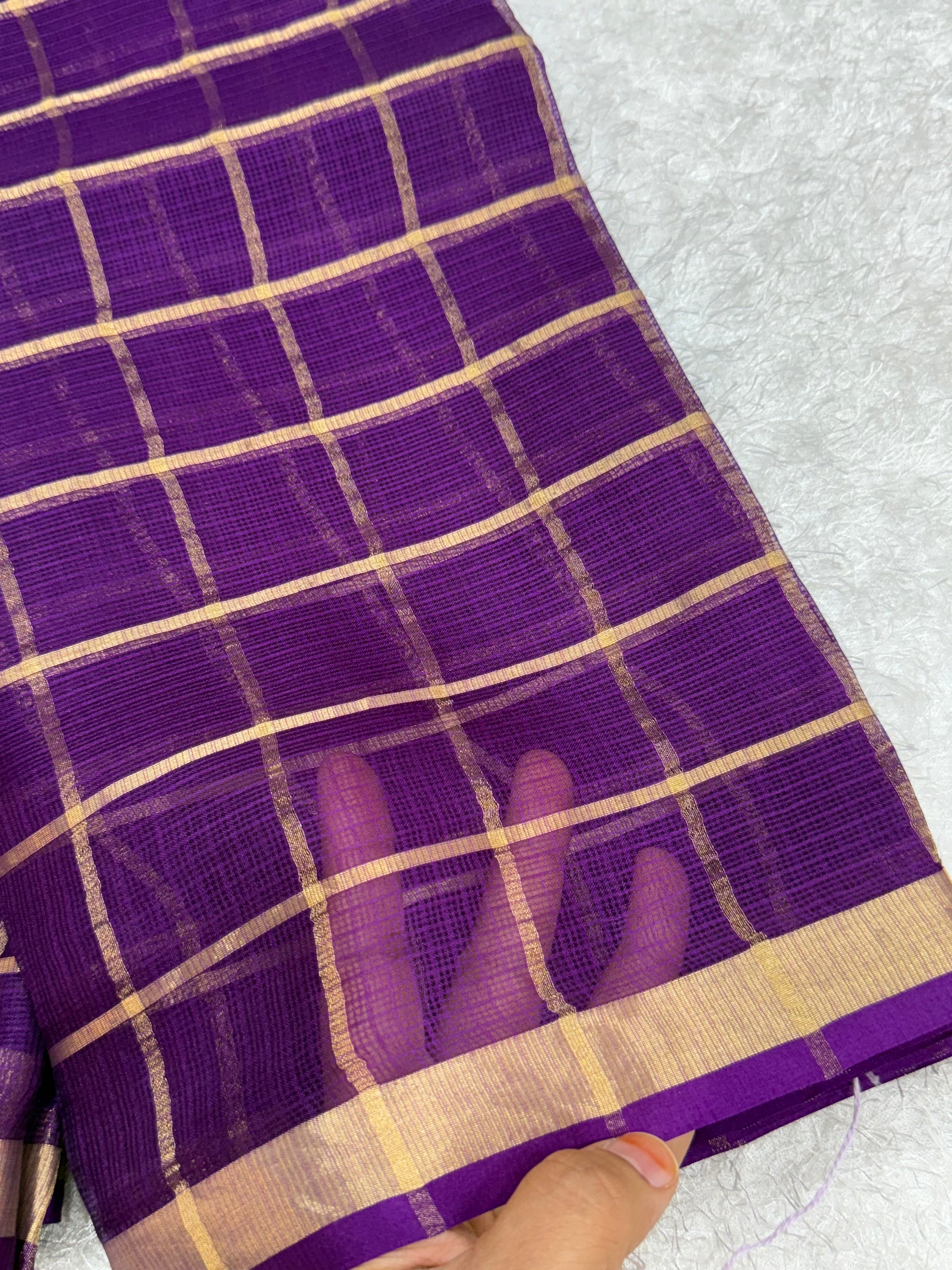 Pure kota silk saree with zari checks
