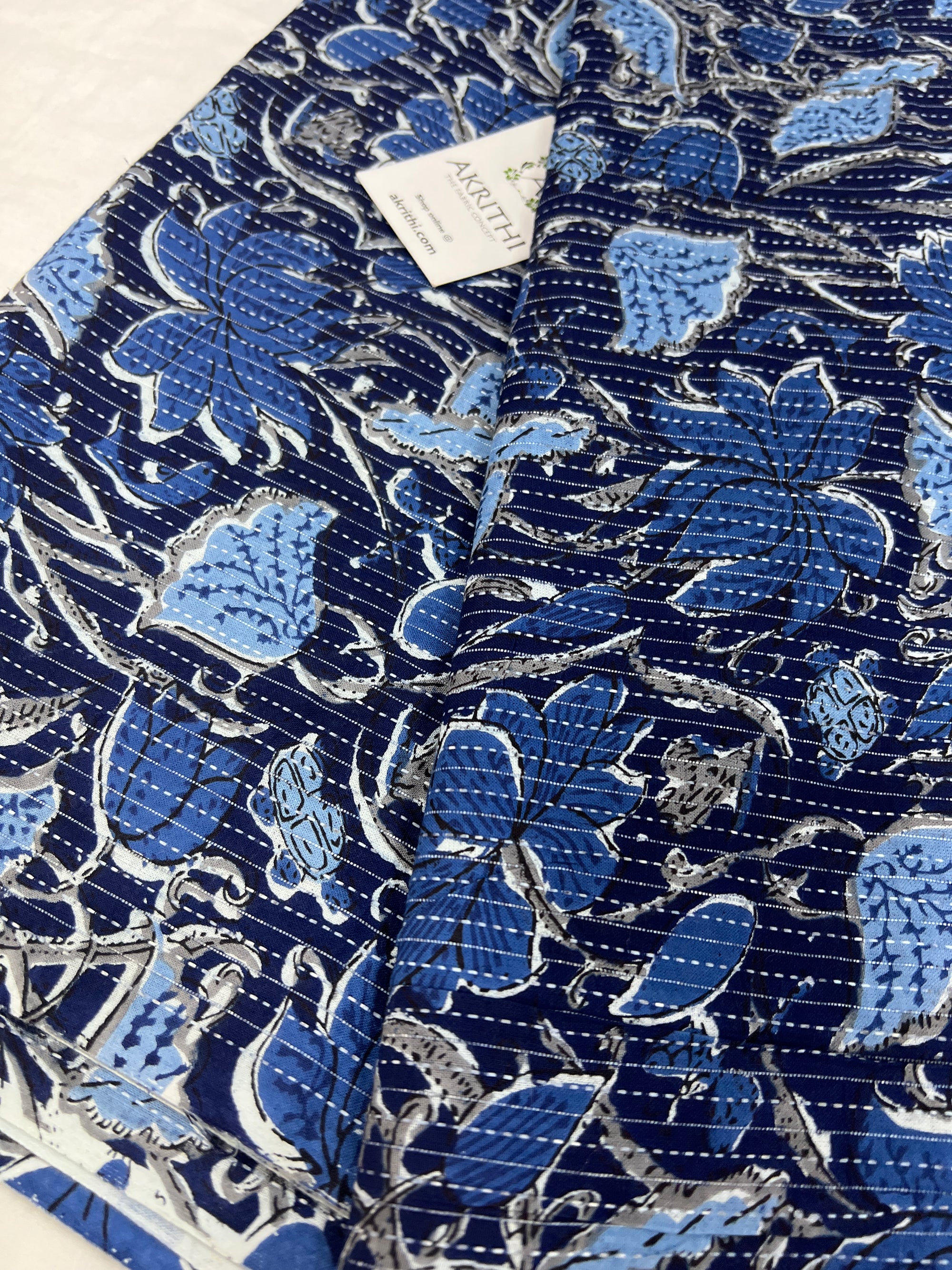 Printed Kantha pure cotton fabric