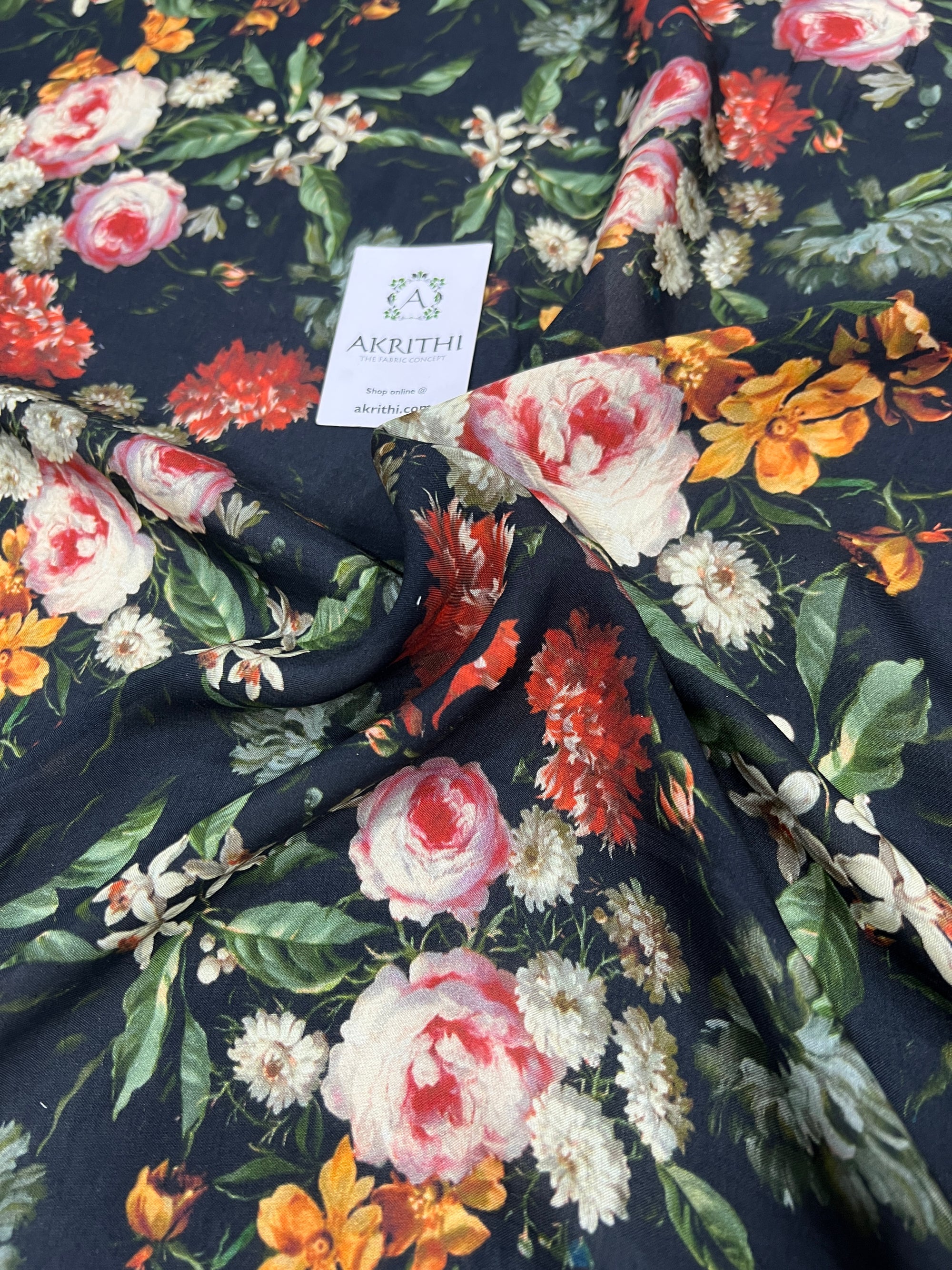 Printed pure muslin fabric
