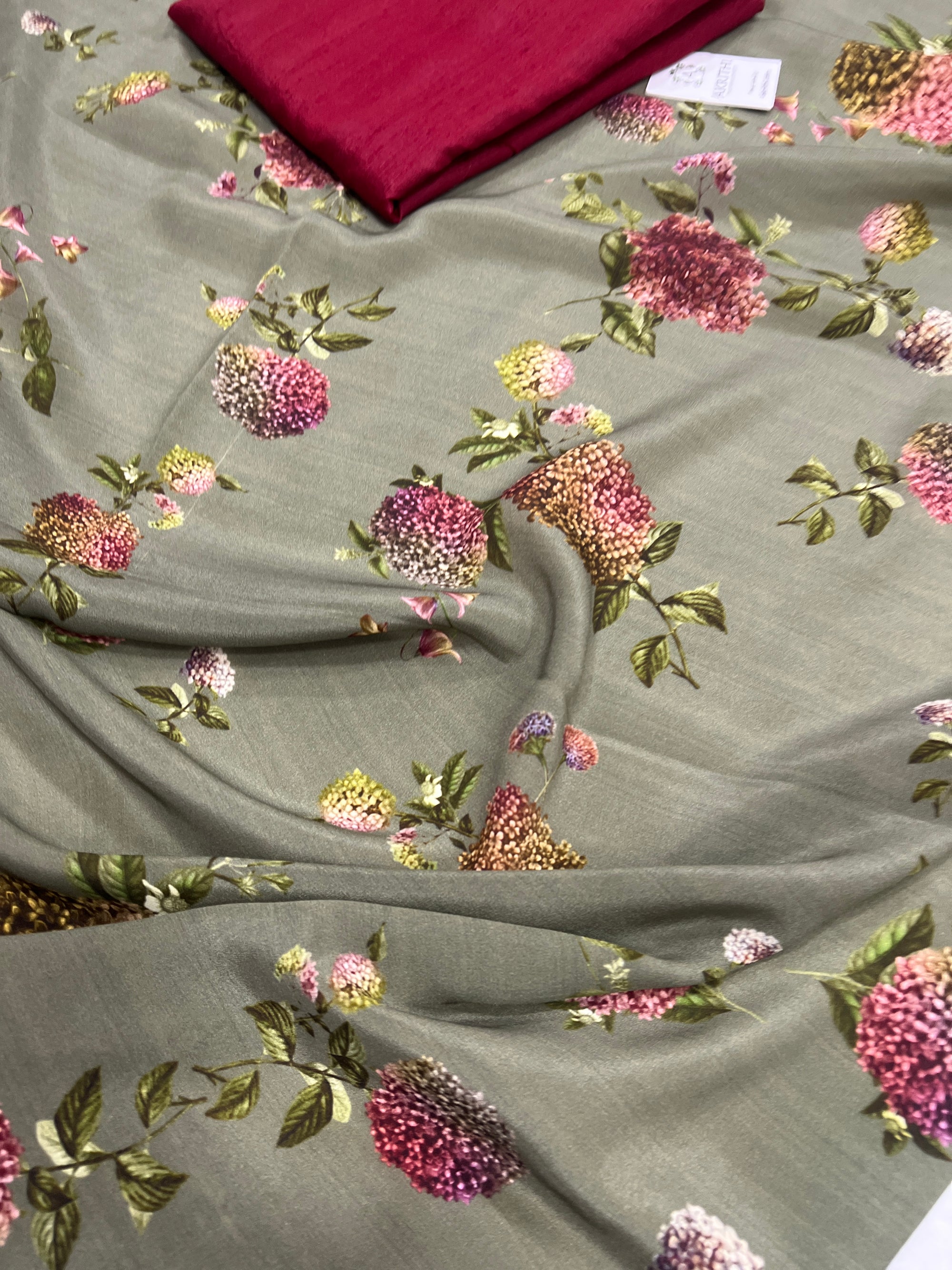 Digital printed pure silk crepe saree with blouse