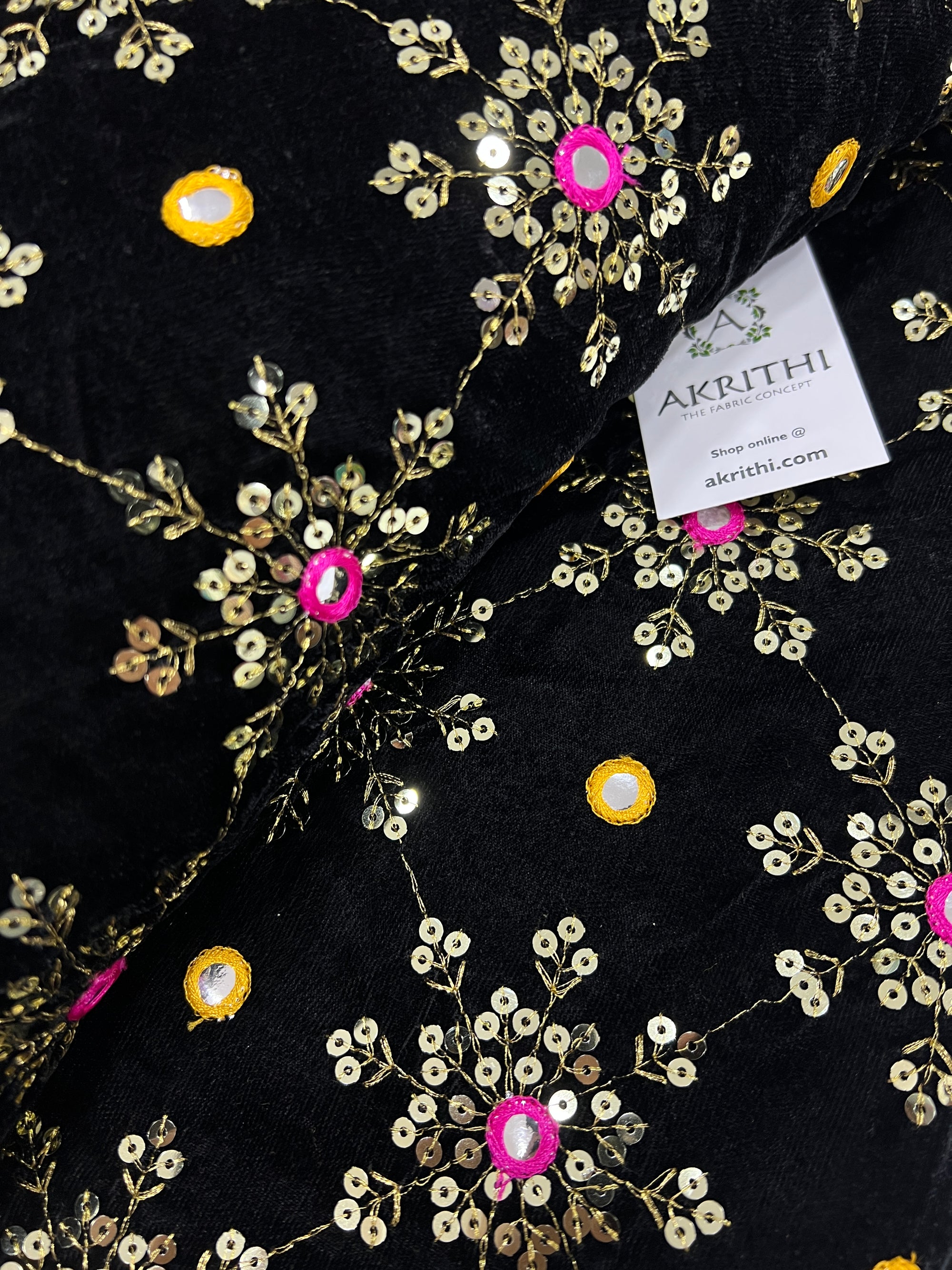 Embroidery on micro velvet fabric