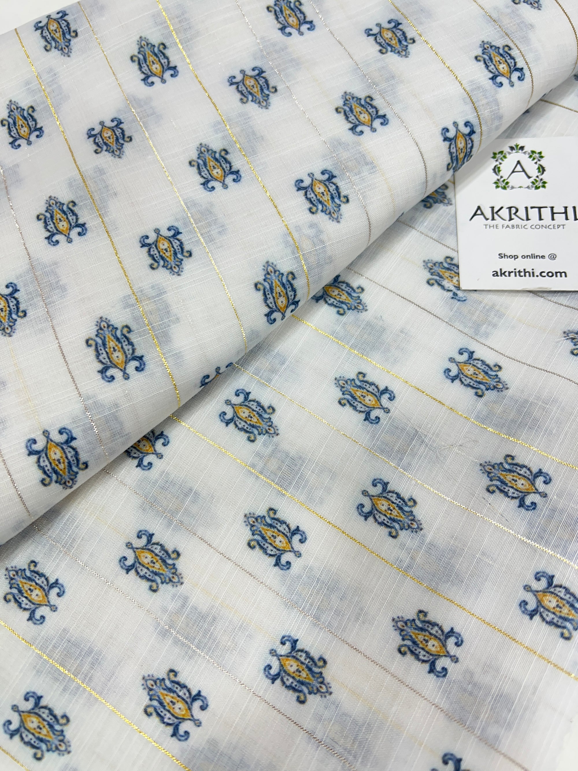 Digital printed munga fabric with Zari lines