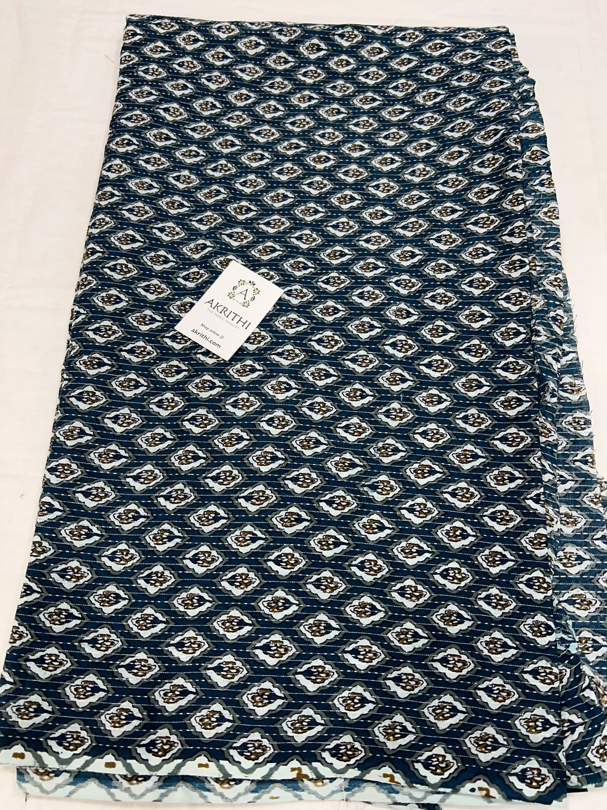 Printed Kantha pure cotton fabric