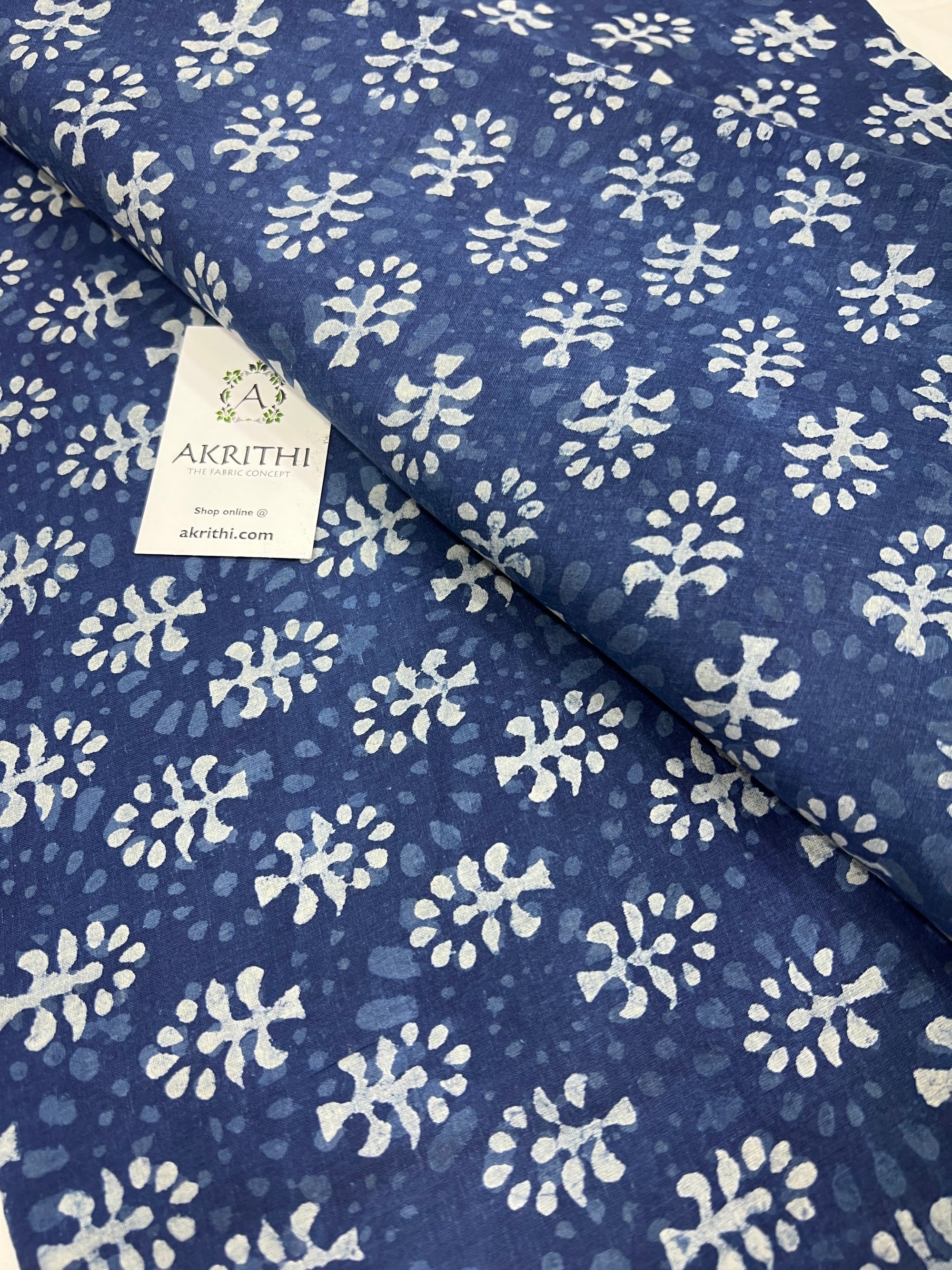 Indigo Printed pure cotton fabric