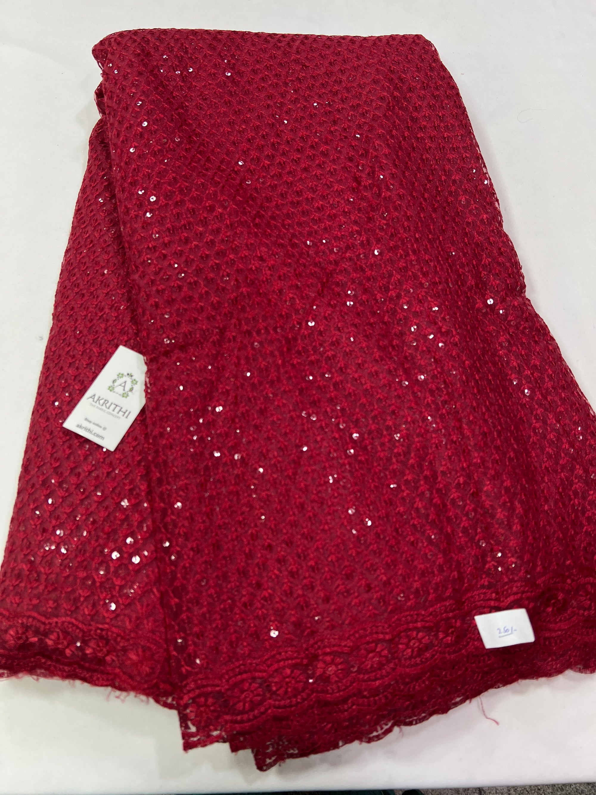 Embroidery on net fabric