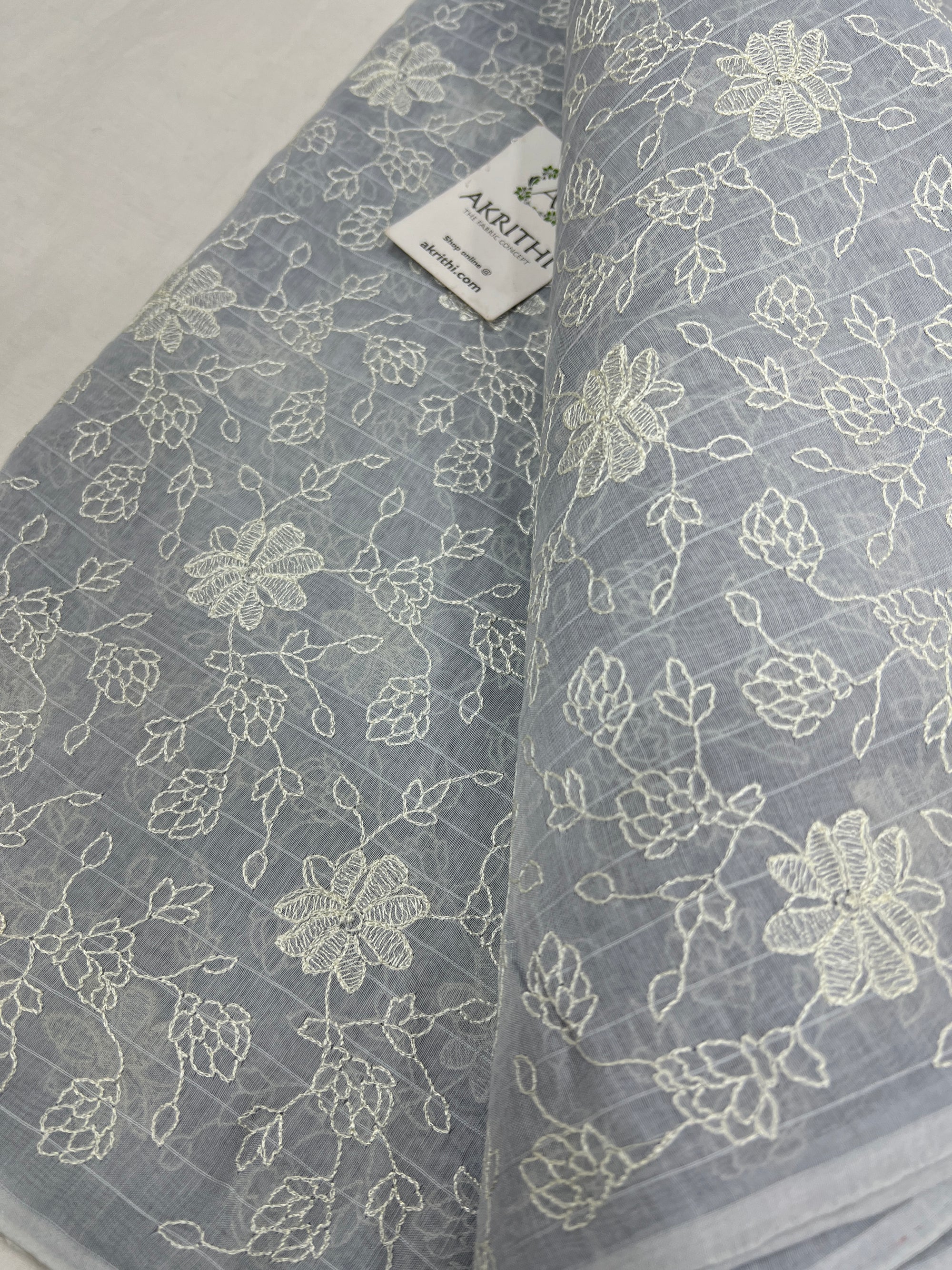 HANDLOOM MUL CHANDERI EMBROIDERED FABRIC