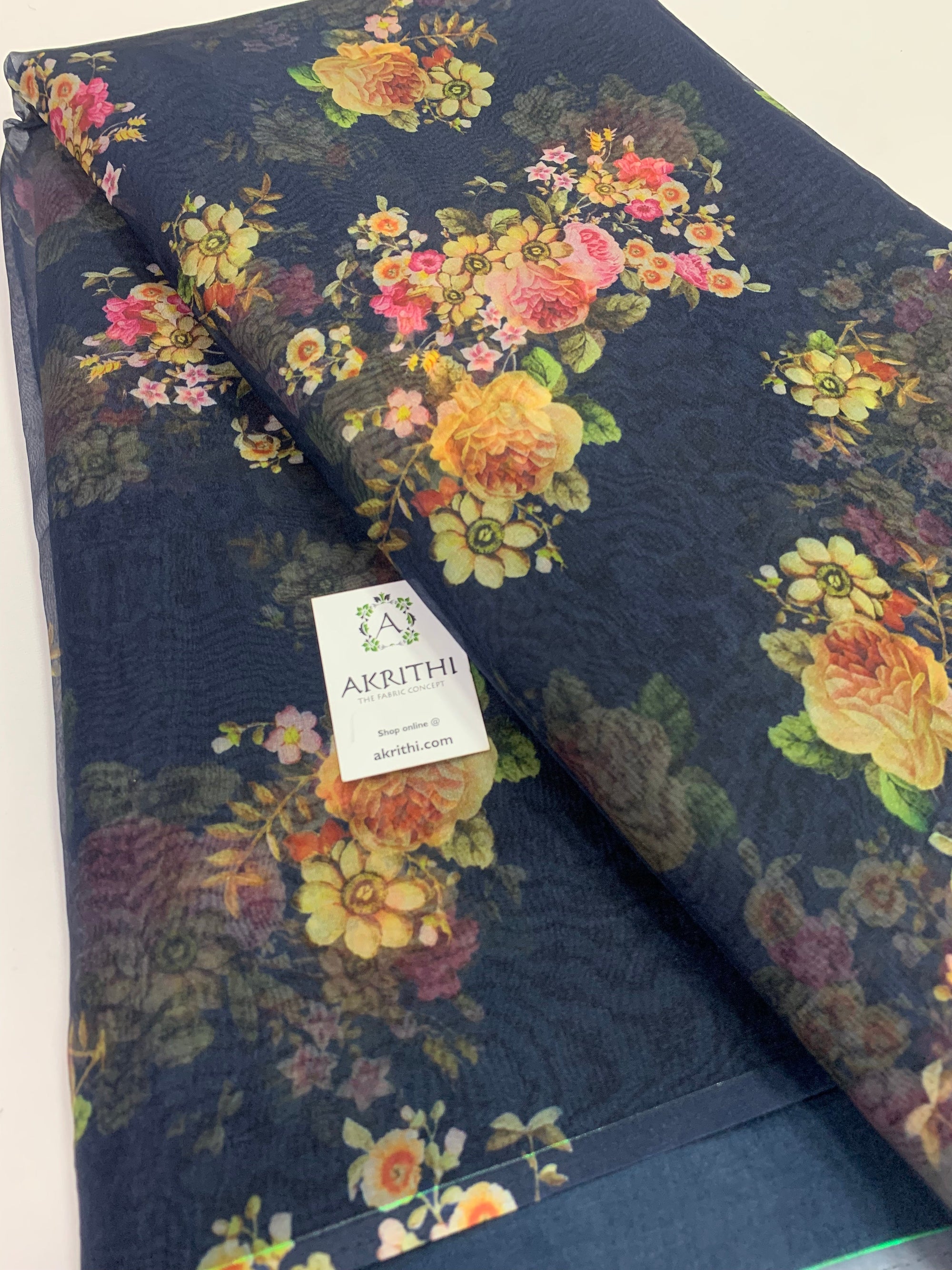 Digital floral Printed organza fabric