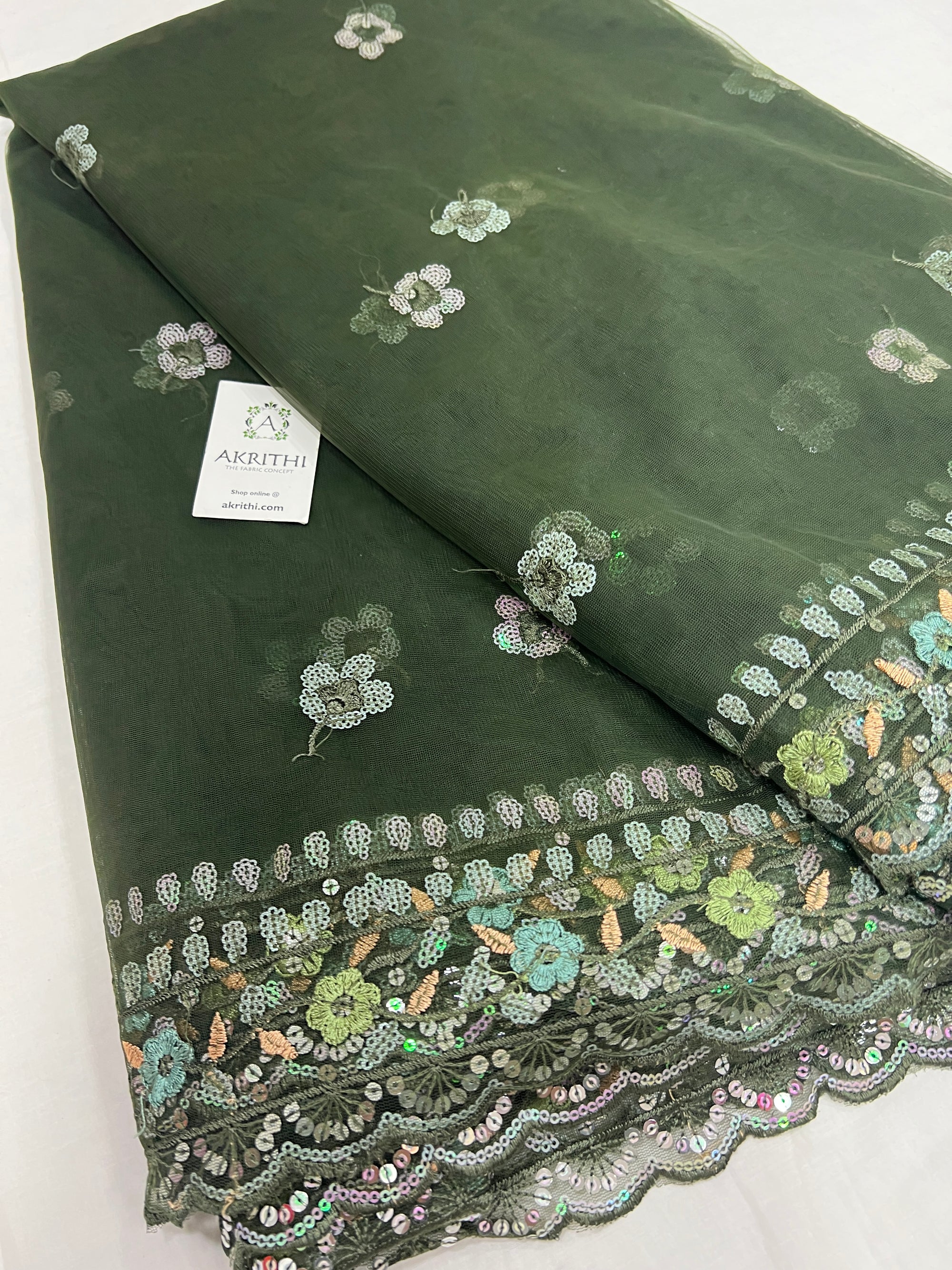 Embroidered net fabric