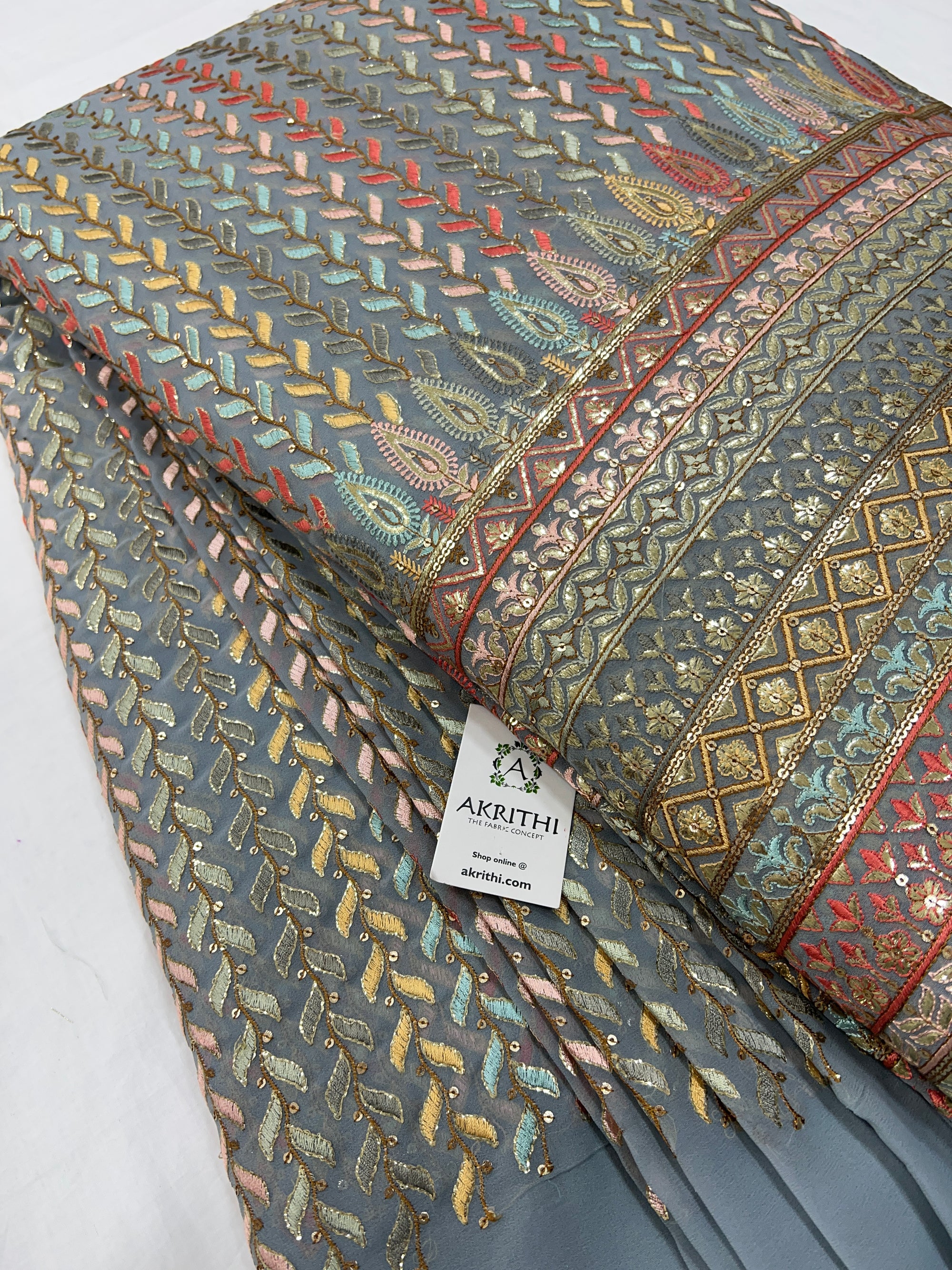 Heavy Embroidered georgette fabric