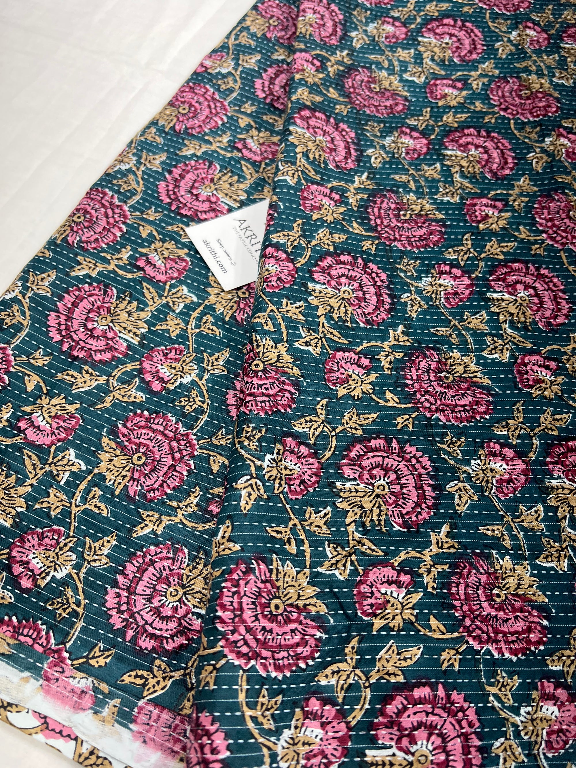 Printed Kantha pure cotton fabric