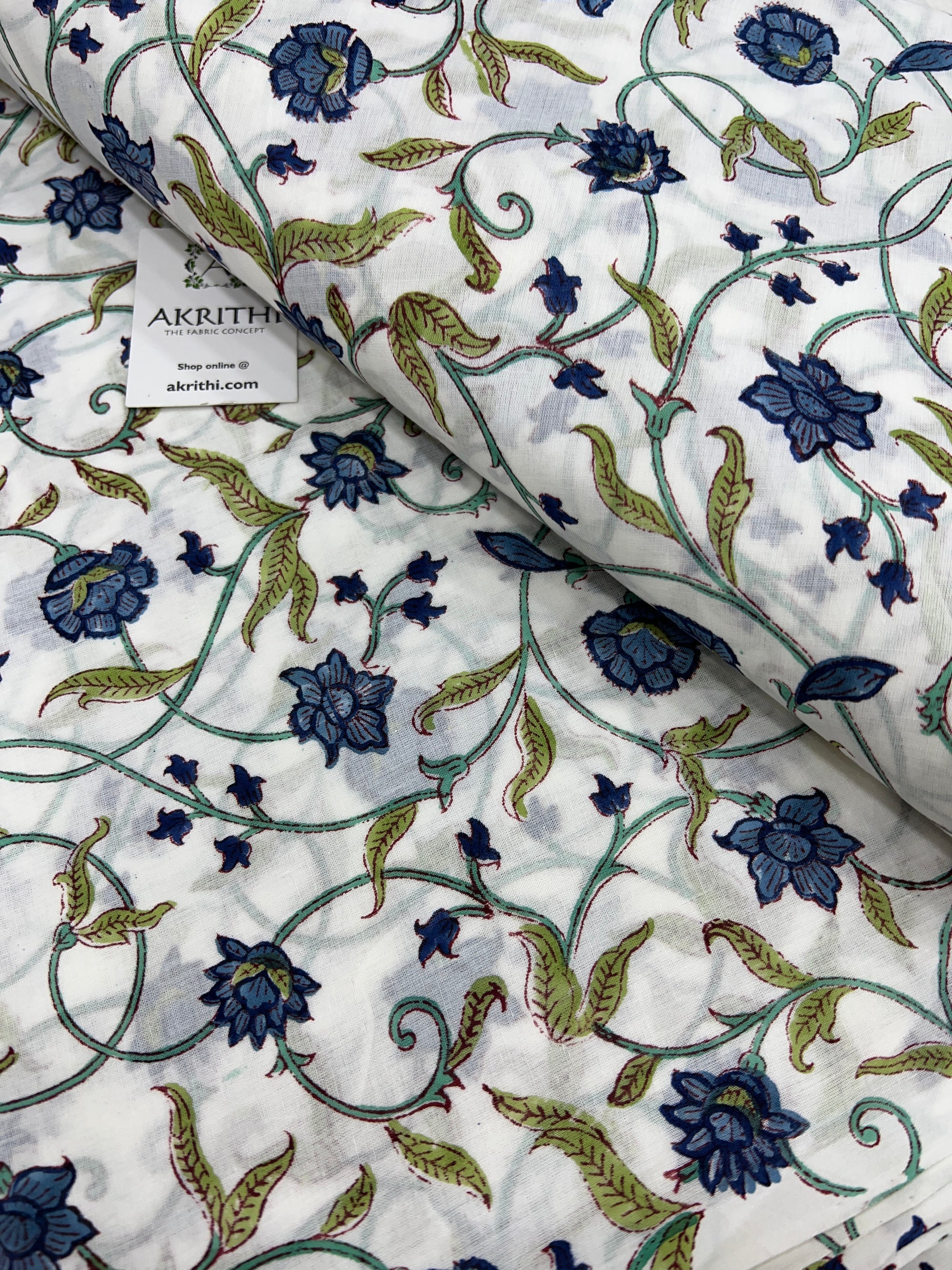 Hand block Printed pure mul cotton fabric