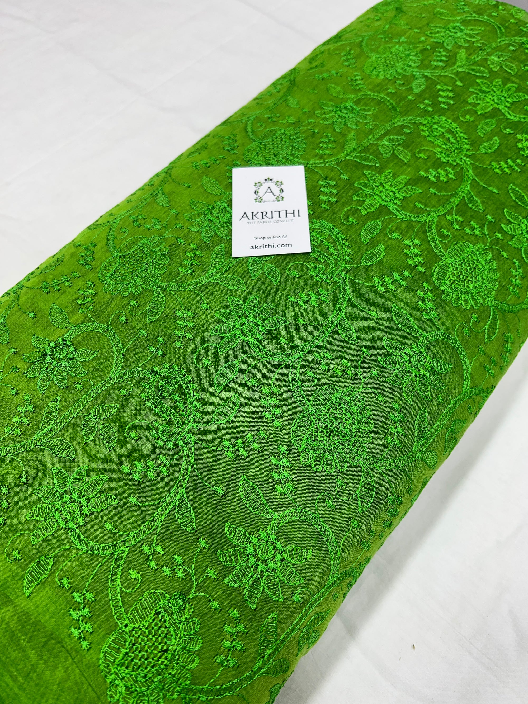 HANDLOOM MUL CHANDERI EMBROIDERED FABRIC