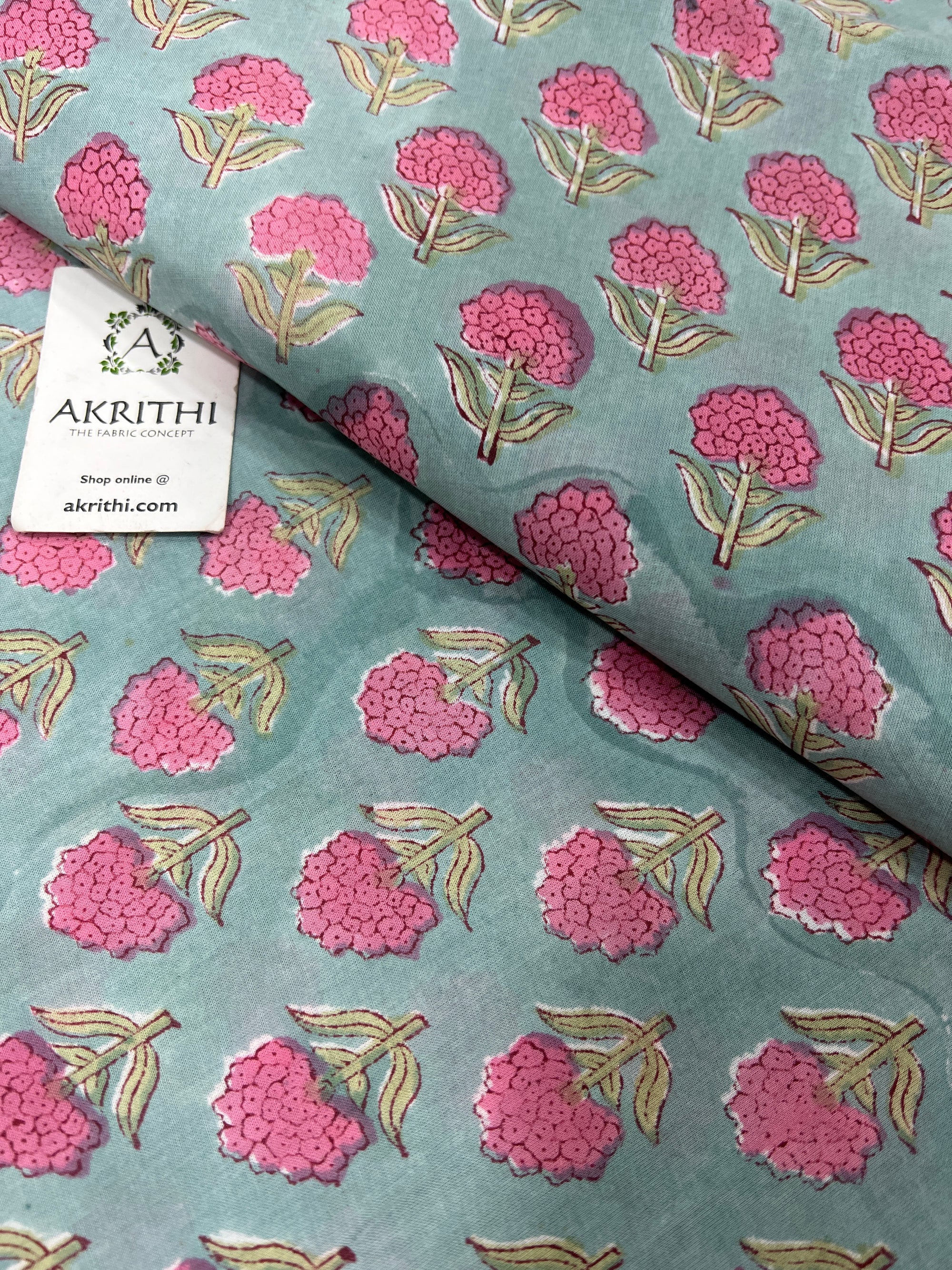 Hand block Printed pure cotton fabric