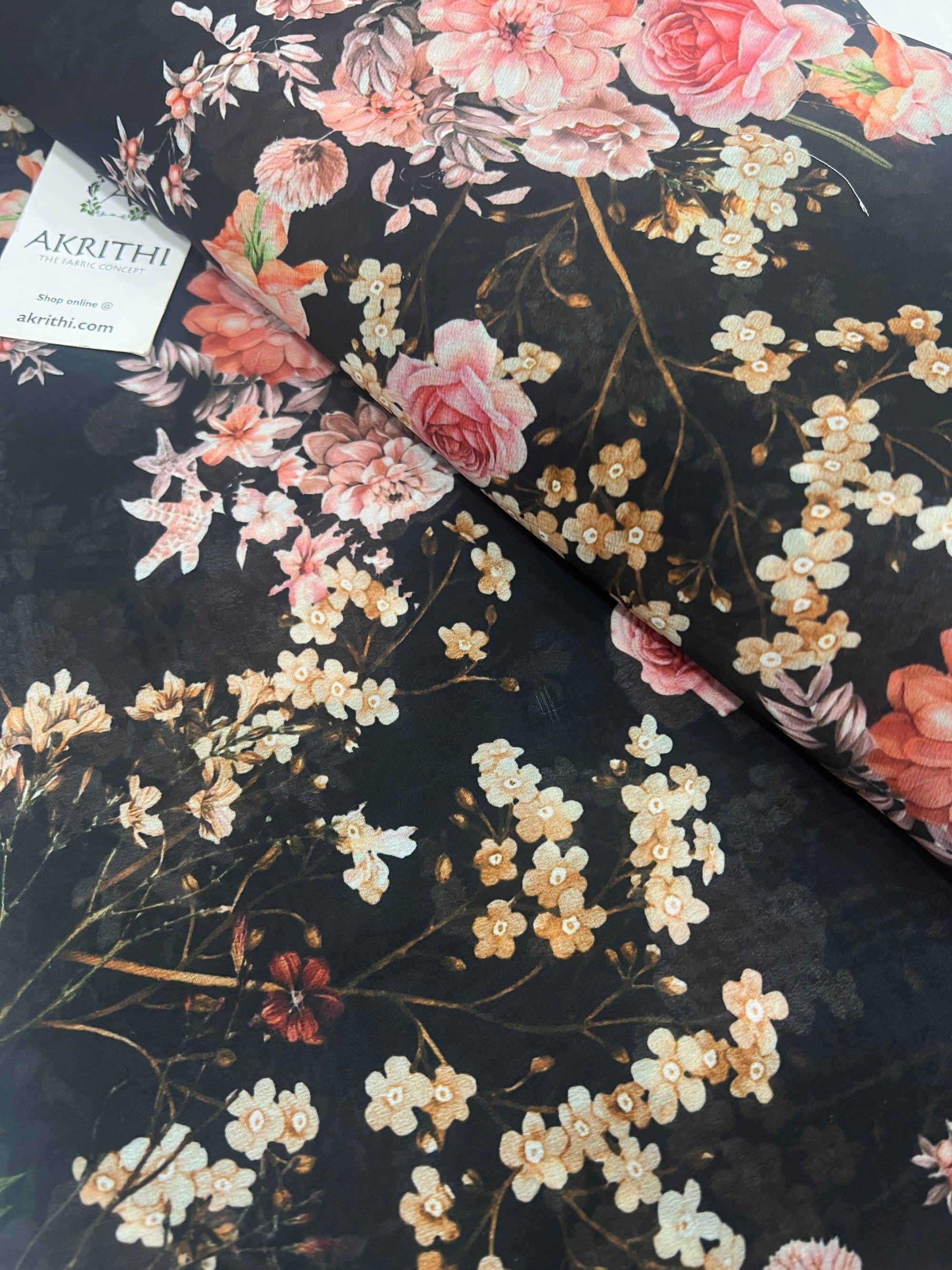 Digital floral printed georgette fabric